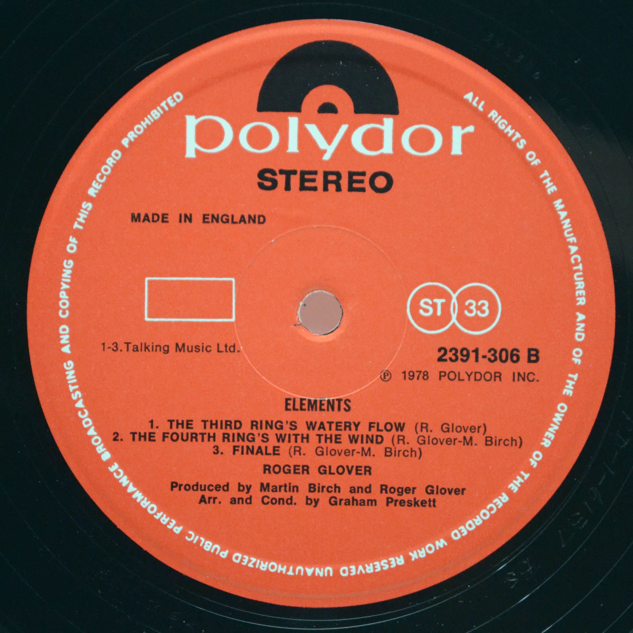 Roger Glover — Elements (1-st, UK), 1978