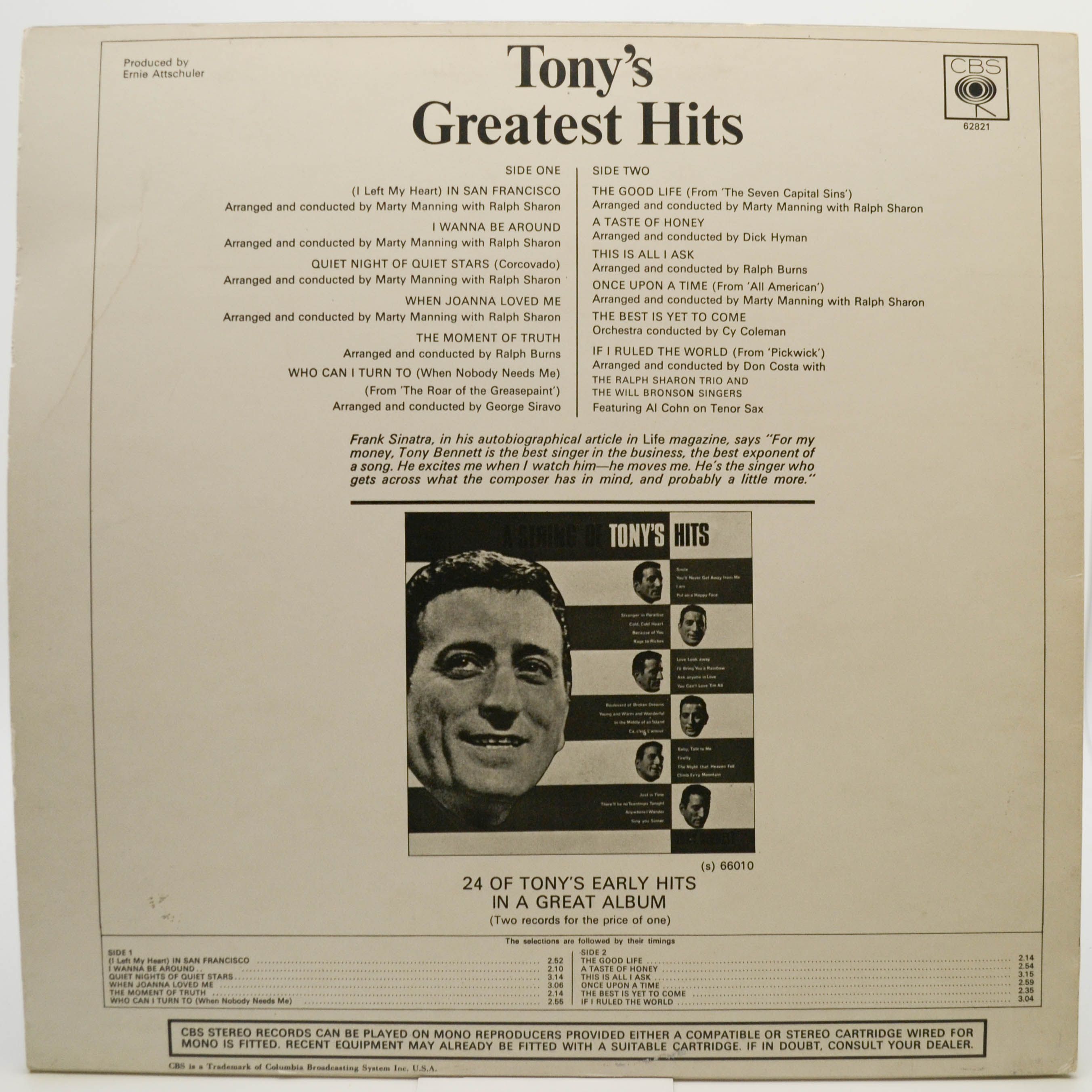Tony Bennett — Tony's Greatest Hits (UK), 1966
