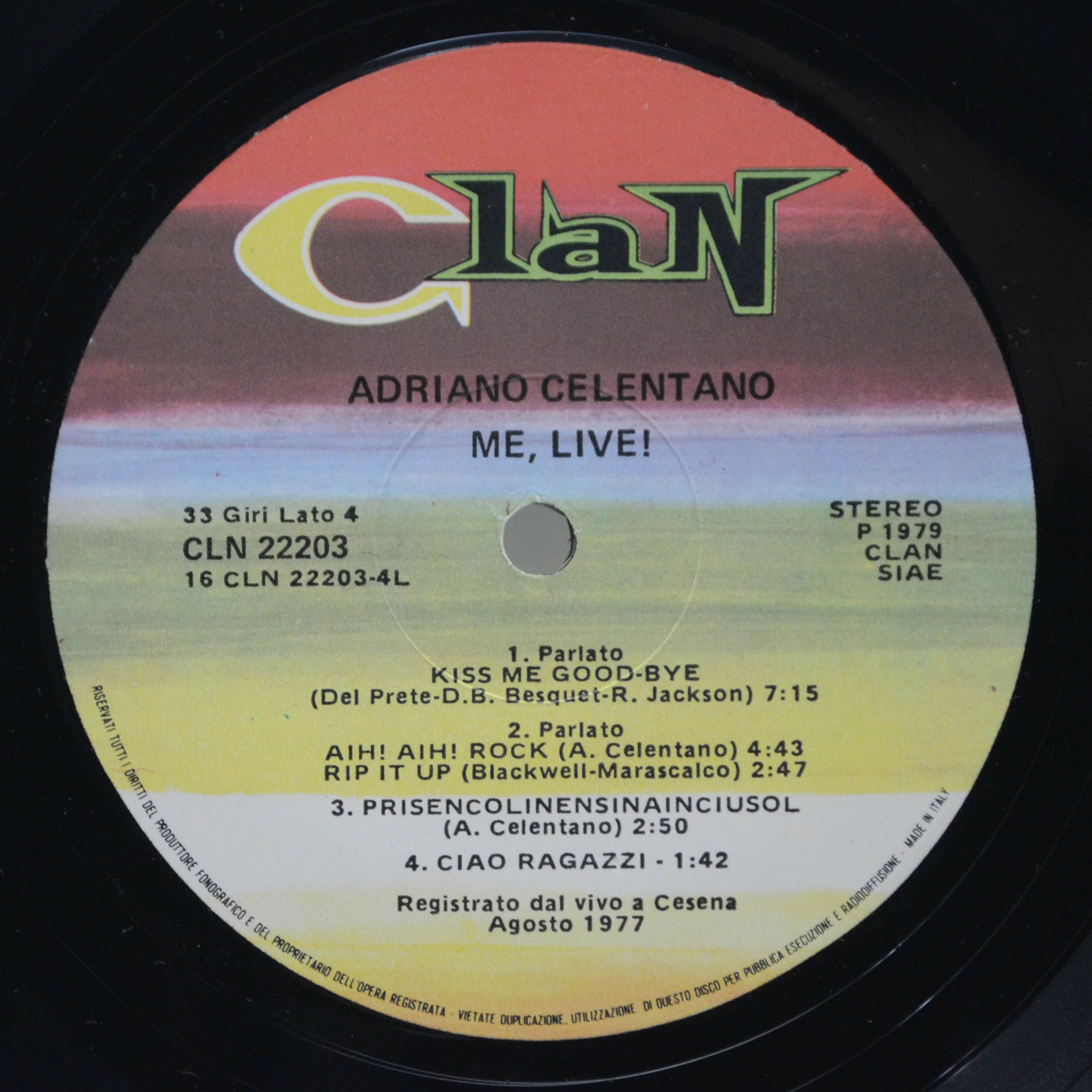 Adriano Celentano — Me, Live! (2LP, 1-st, Clan, Italy), 1979