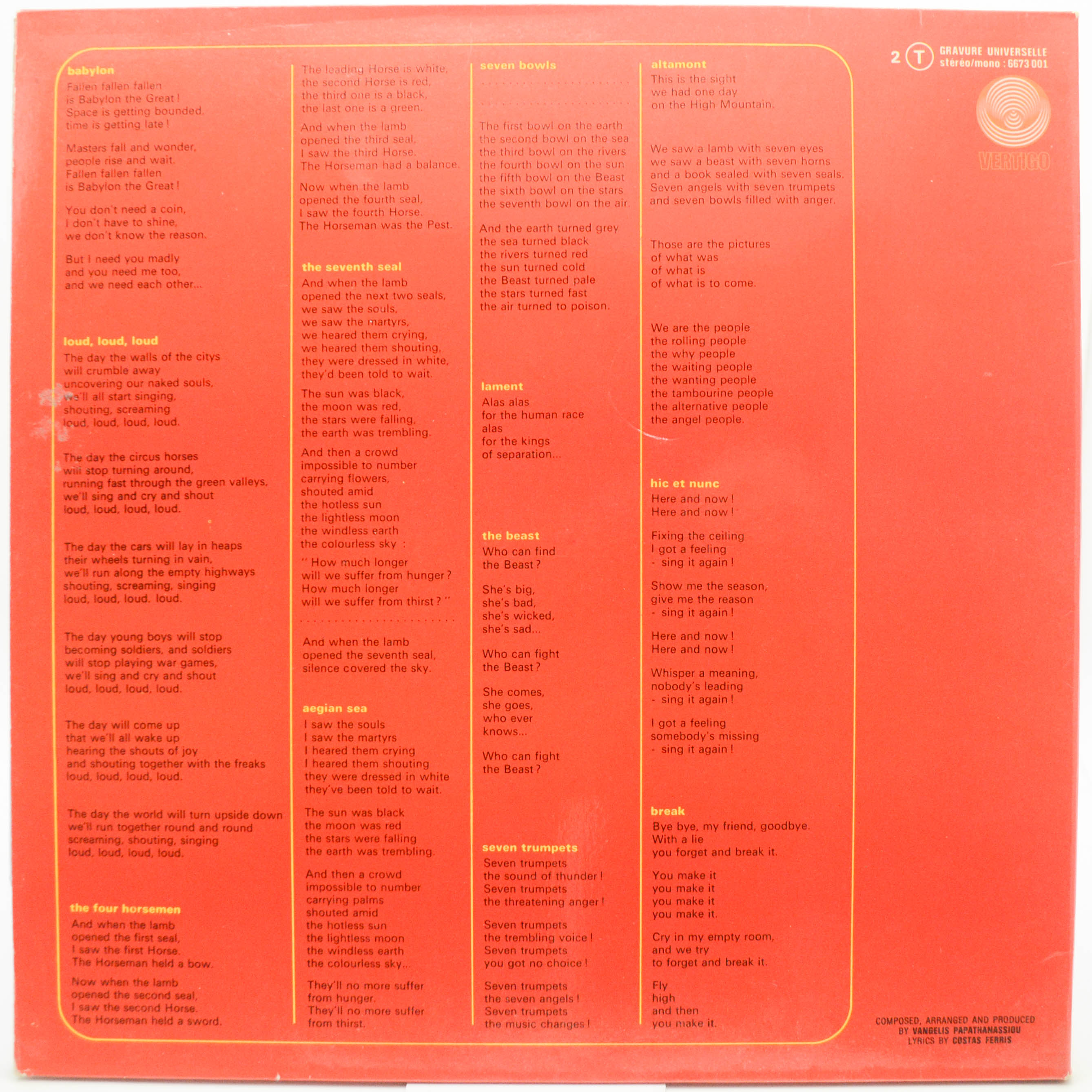 Aphrodite's Child — 666 (2LP, France), 1972