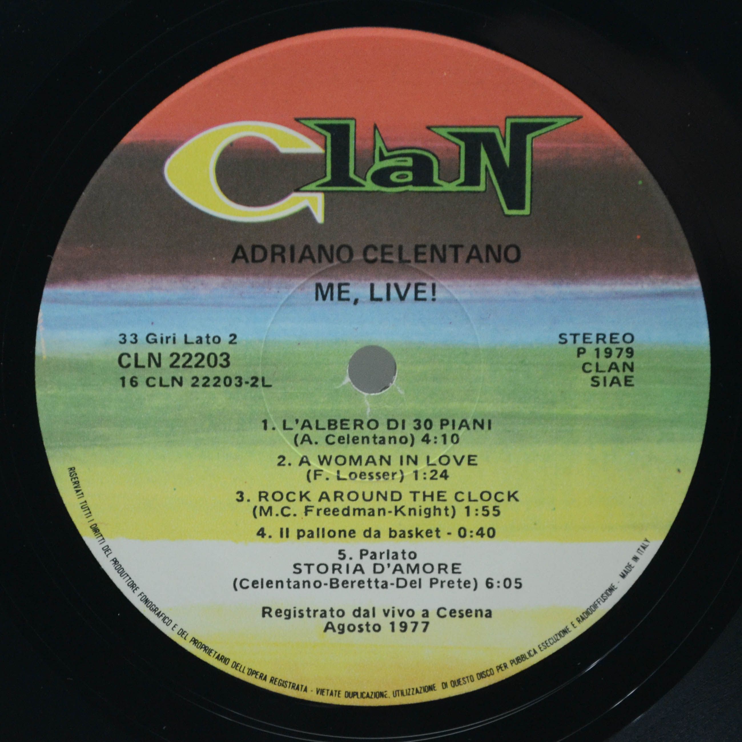 Adriano Celentano — Me, Live! (2LP, 1-st, Clan, Italy), 1979