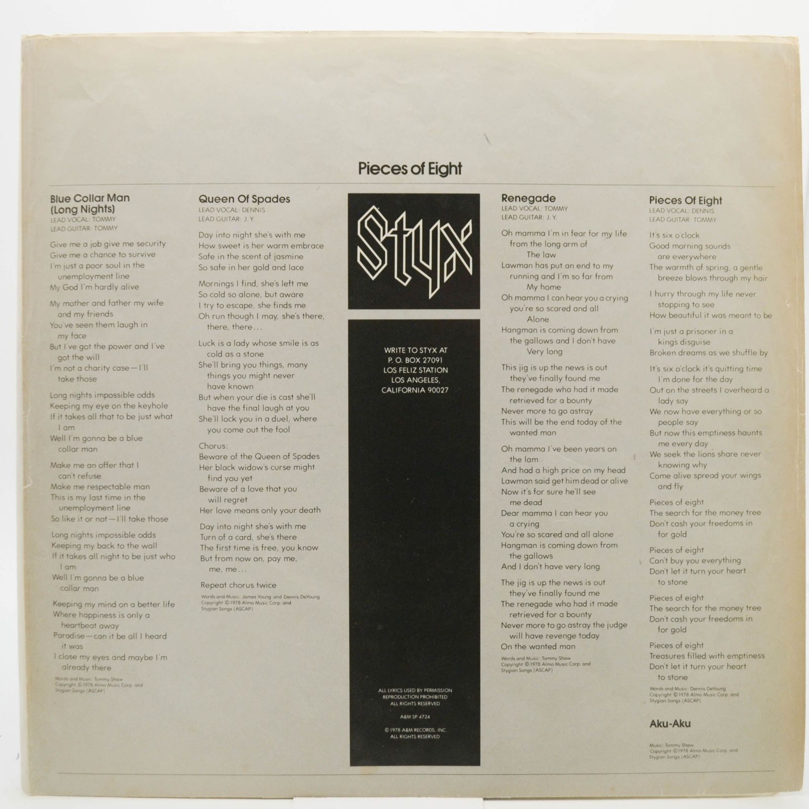 Styx — Pieces Of Eight, 1978