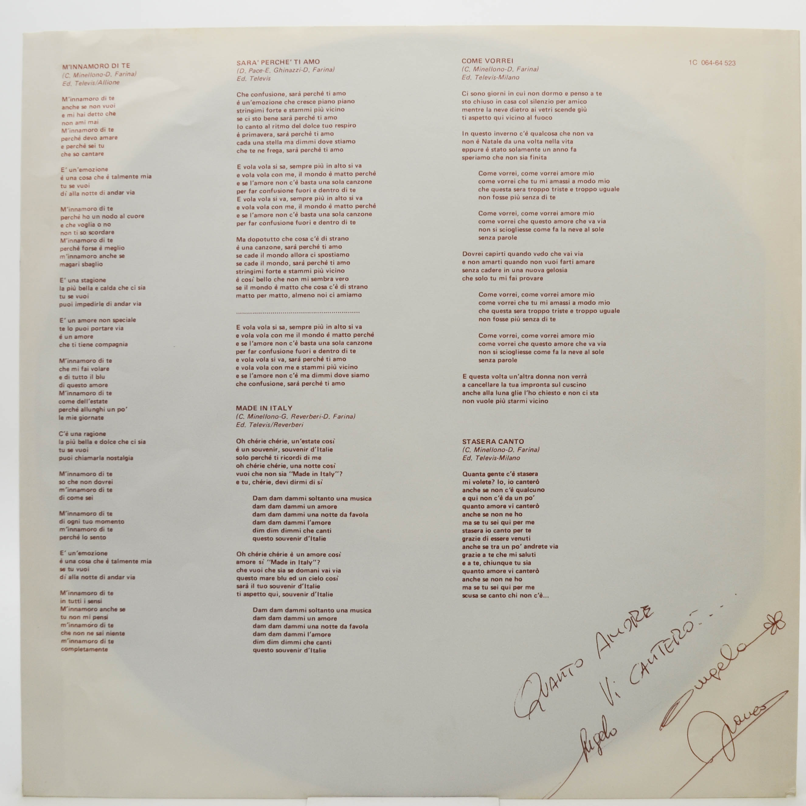 Ricchi E Poveri — ...E Penso A Te, 1981