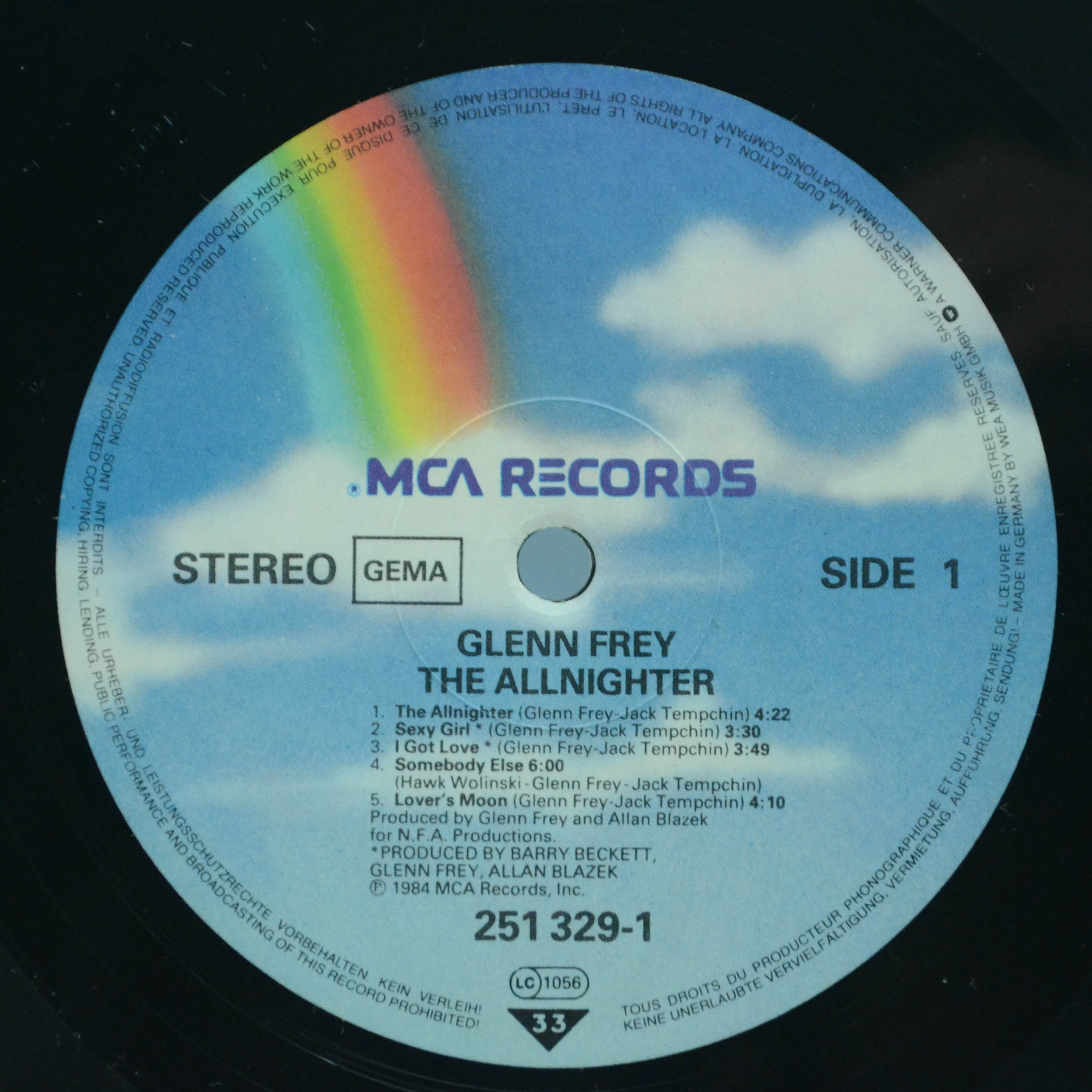 Виниловая пластинка Glenn Frey — The Allnighter, 1984