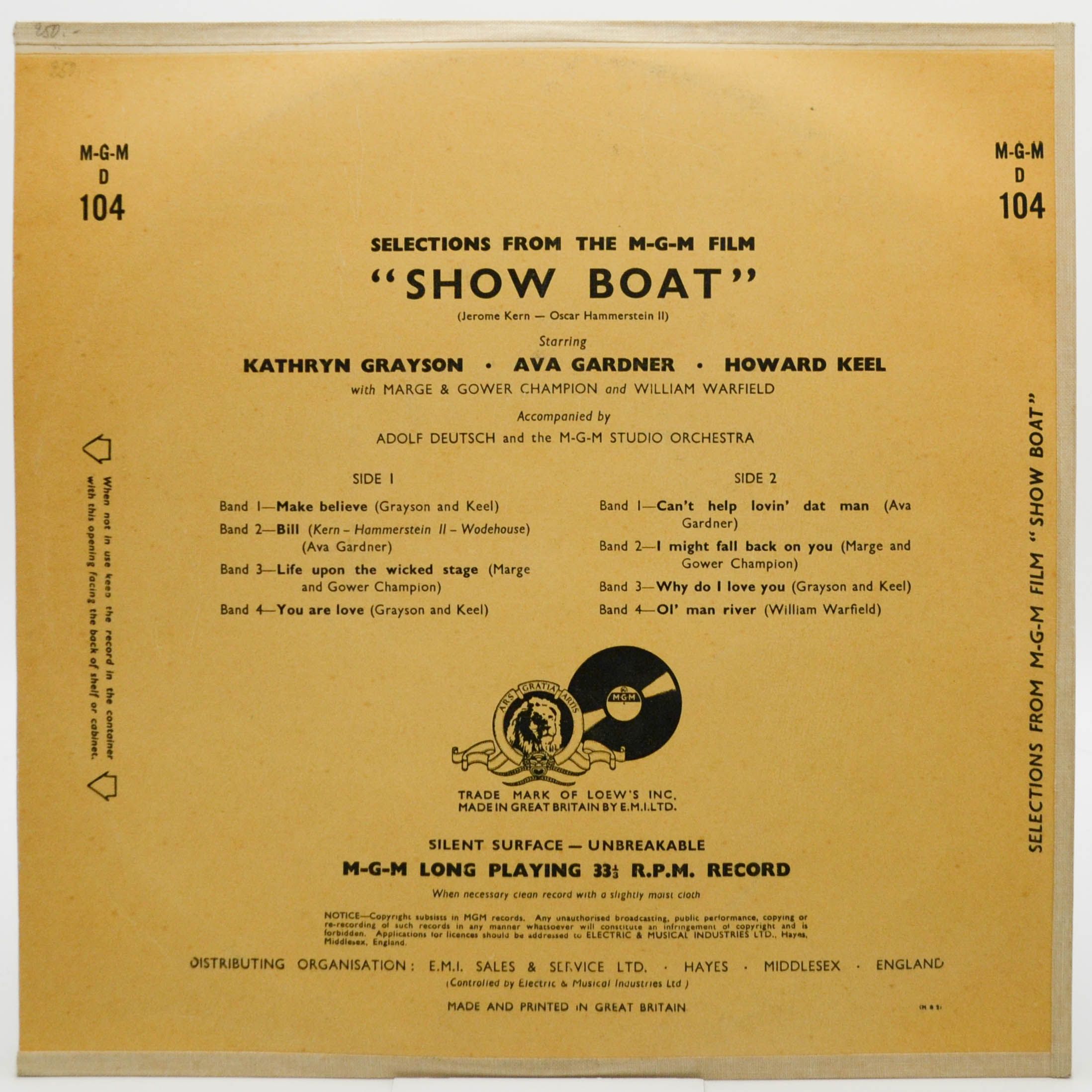 Various — Selections From The MGM Film "Showboat" (10", UK), 1952