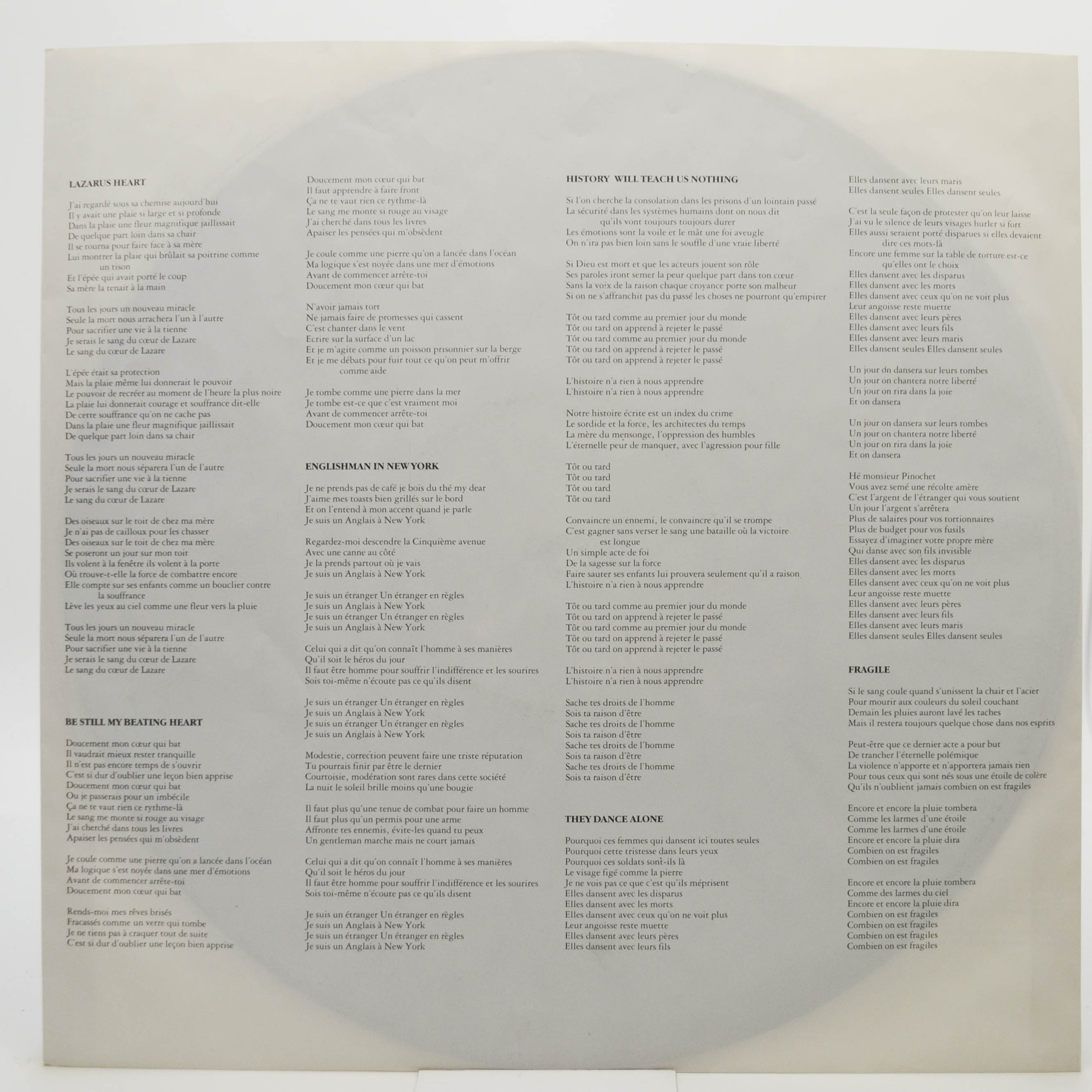 Sting — ...Nothing Like The Sun (2LP), 1987