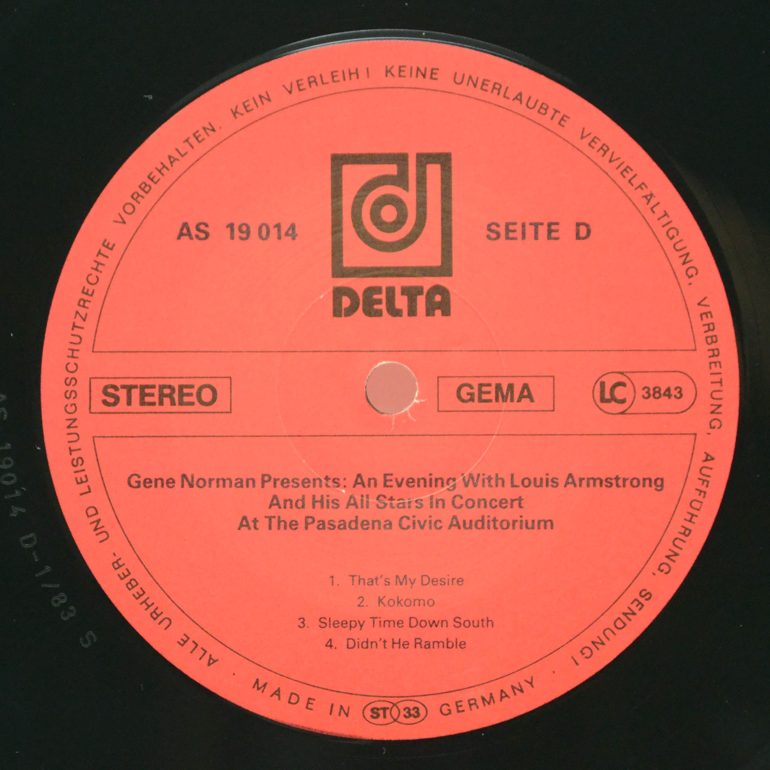 Louis Armstrong And His All Stars — An Evening With Louis Armstrong And His All Stars In Concert At The Pasadena Civic Auditorium (2LP), 1977