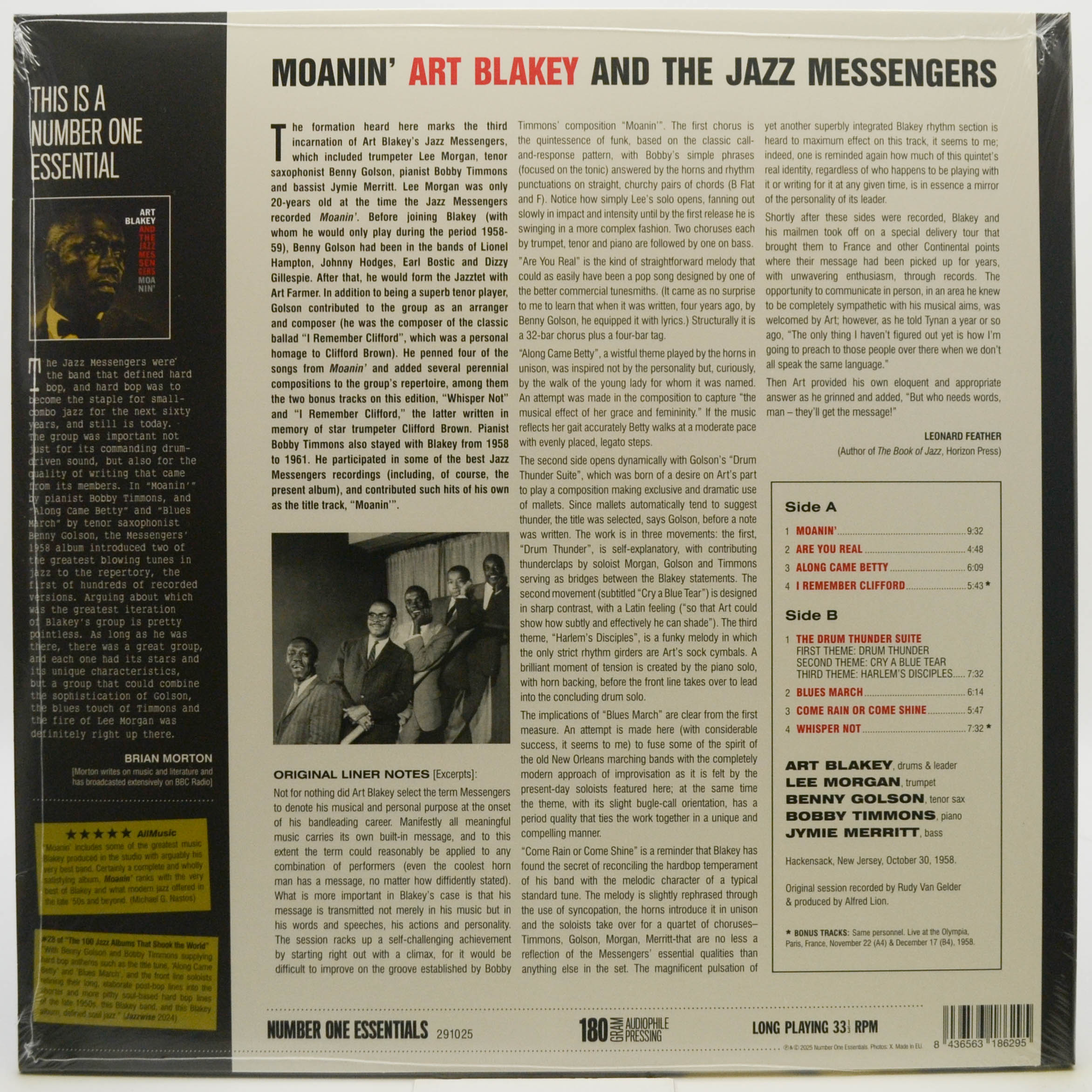 Виниловая пластинка Art Blakey & The Jazz Messengers — Moanin', 1959