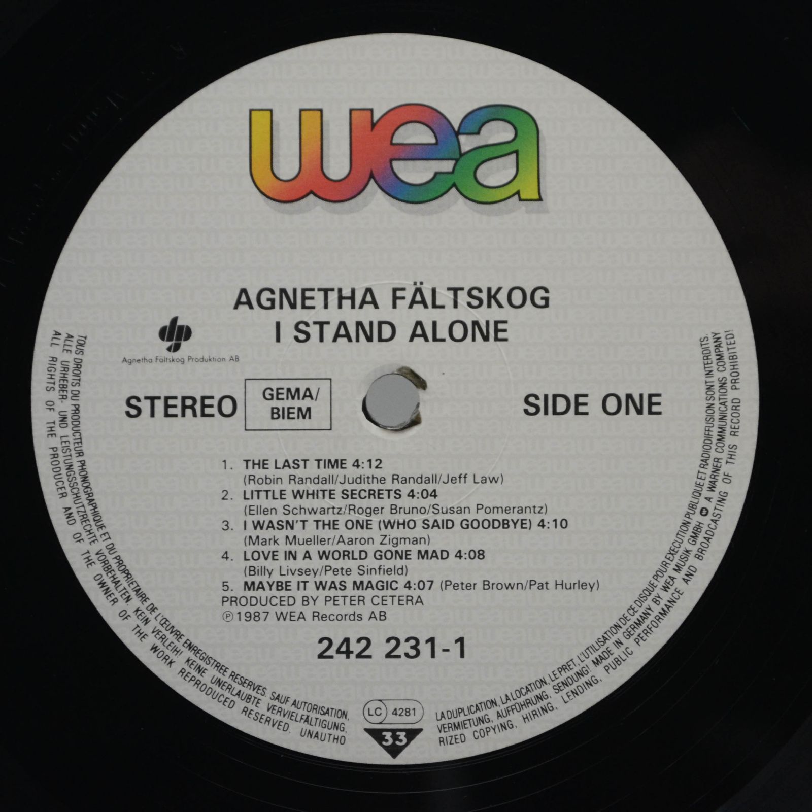 Agnetha Fältskog — I Stand Alone, 1987