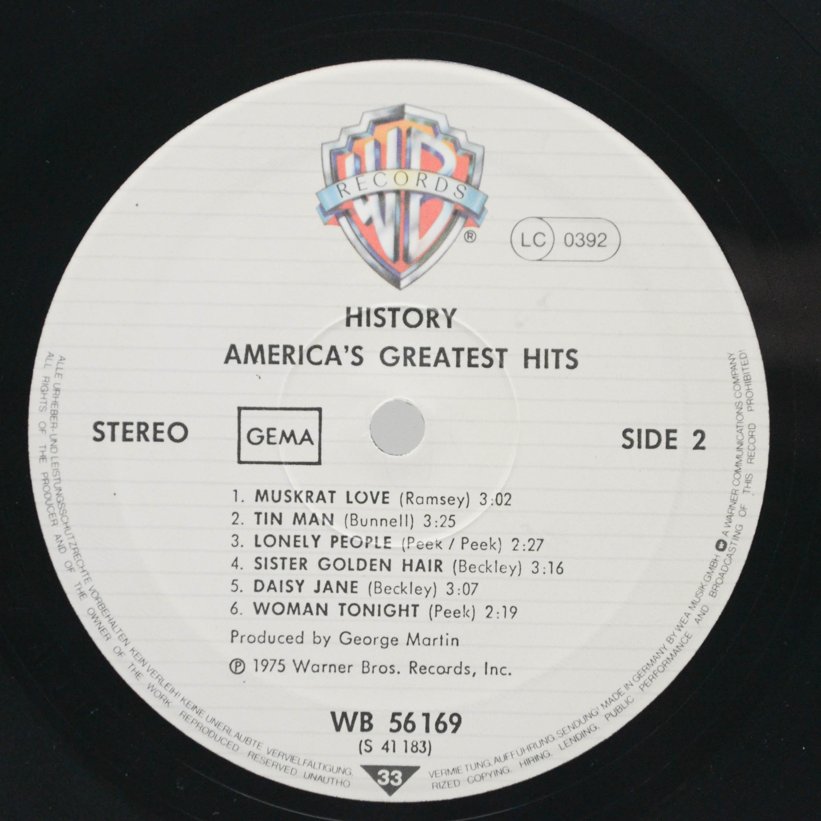 Виниловая пластинка America — History · America's Greatest Hits, 1975