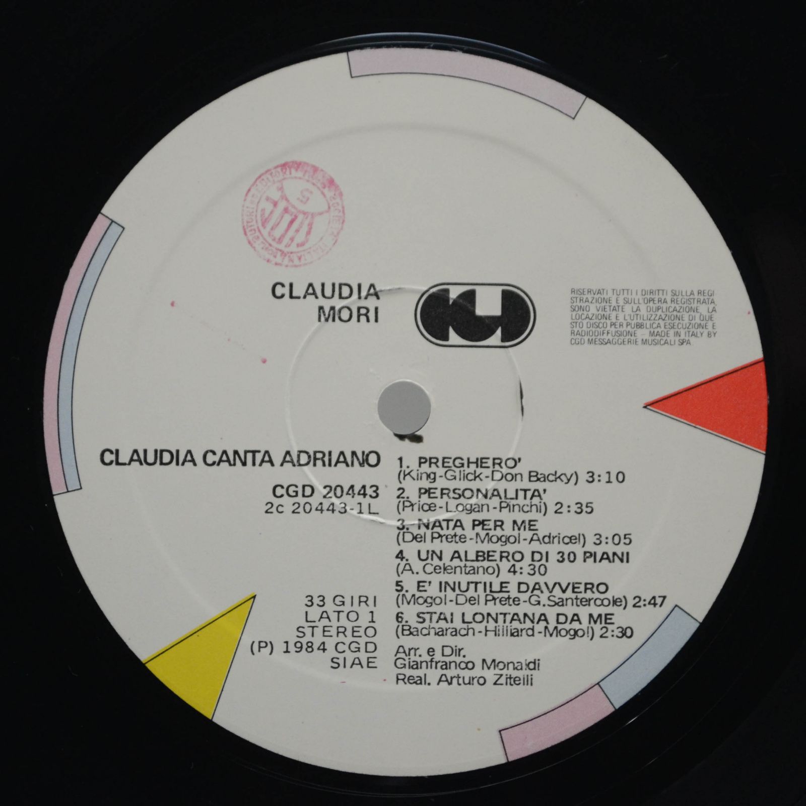 Claudia Mori — Claudia Canta Adriano (1-st, Italy), 1984