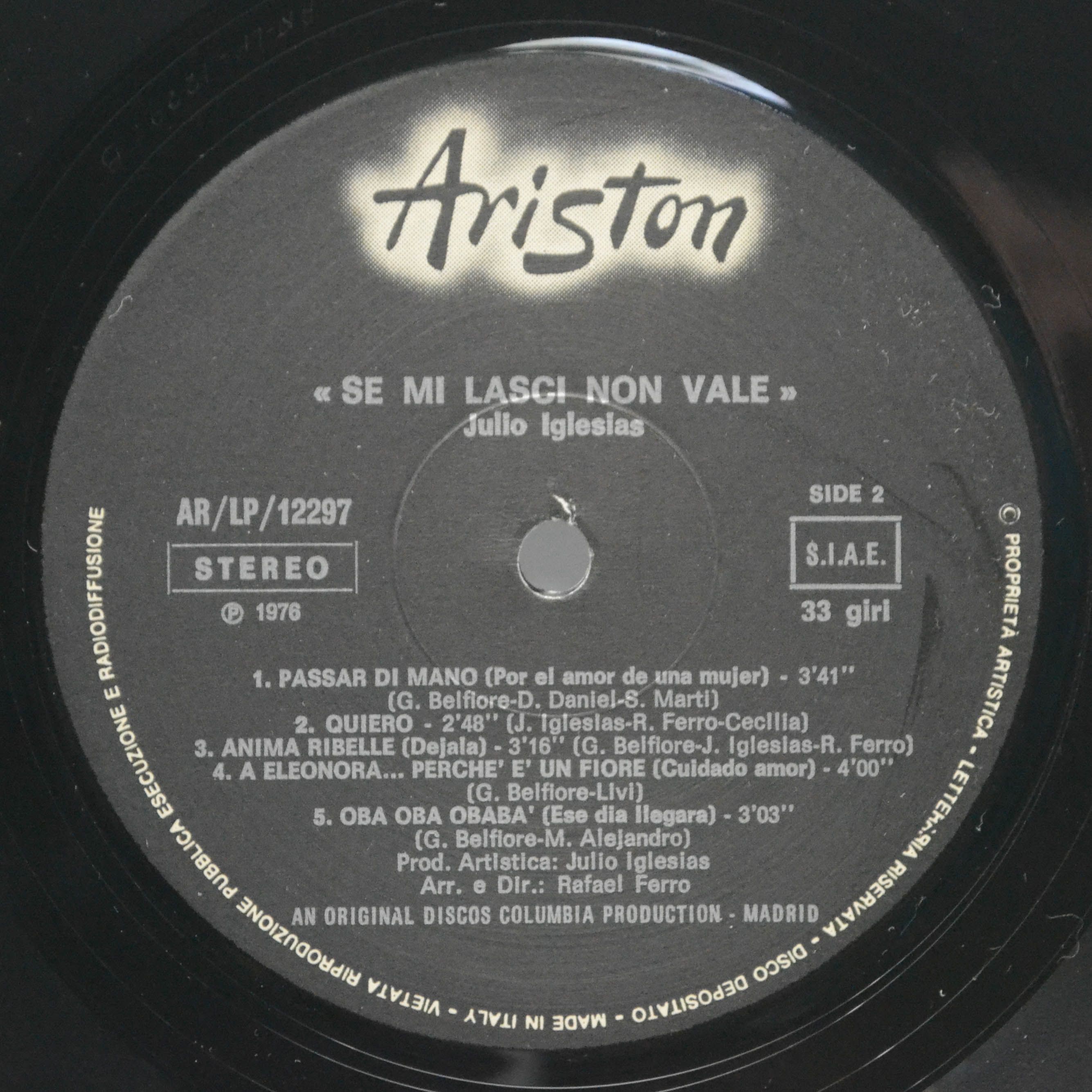 Julio Iglesias — Se Mi Lasci Non Vale, 1976