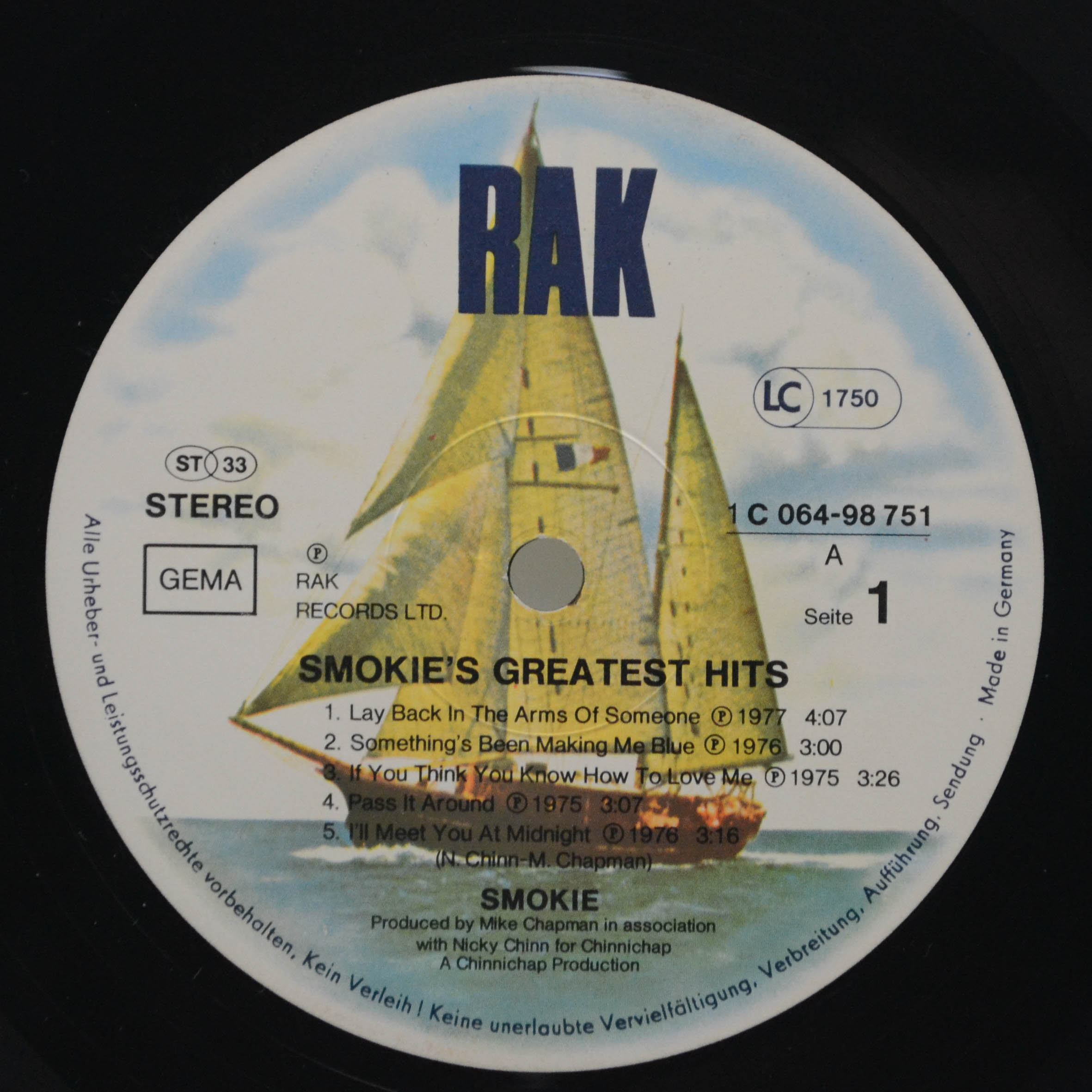 Виниловая пластинка Smokie — Greatest Hits, 1977