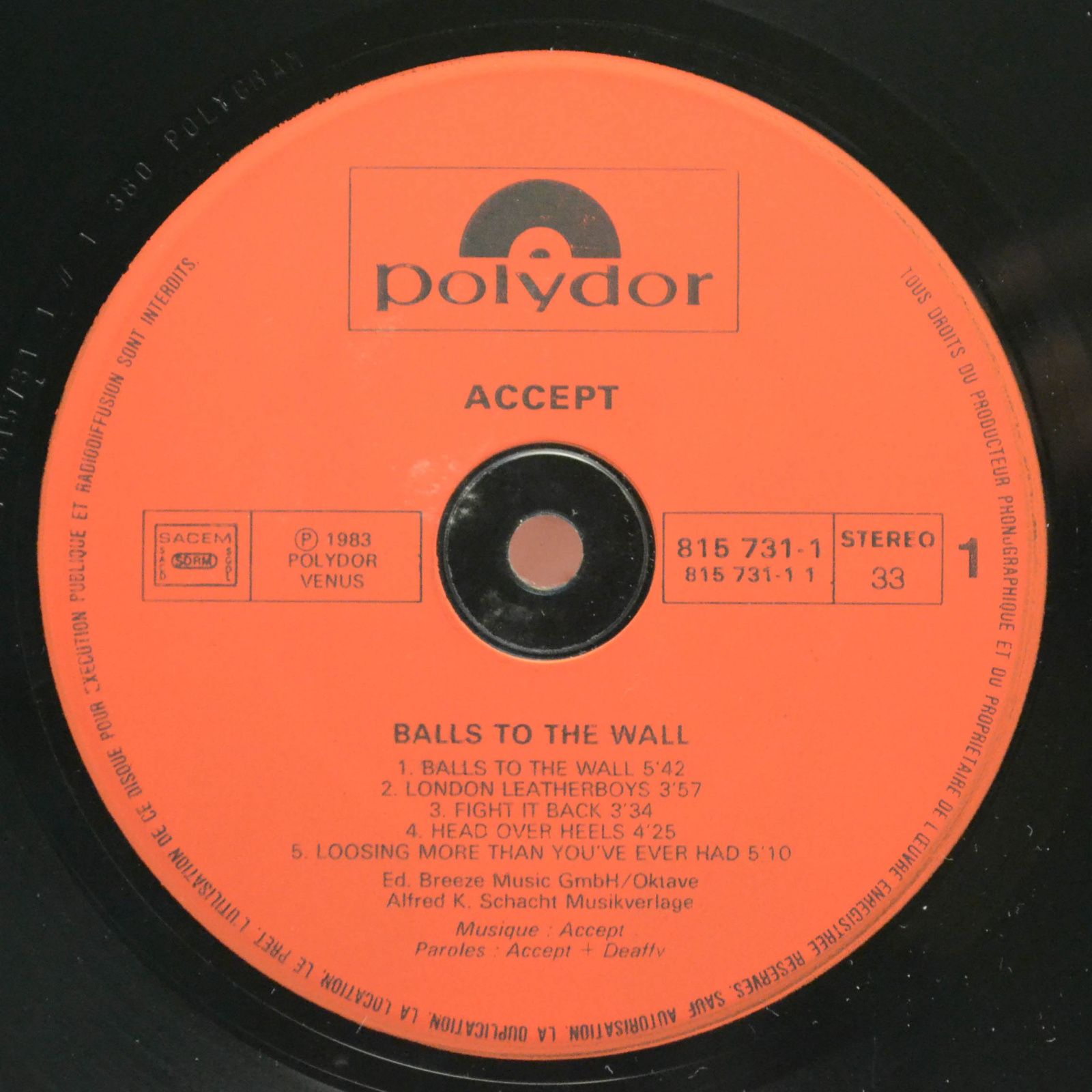Accept — Balls To The Wall (poster), 1983