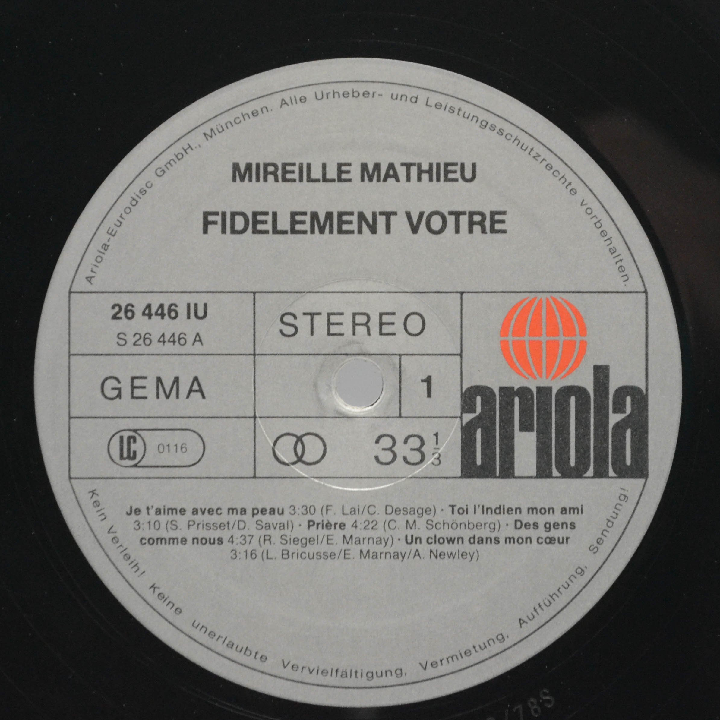 Виниловая пластинка Mireille Mathieu — Fidèlement Votre, 1978