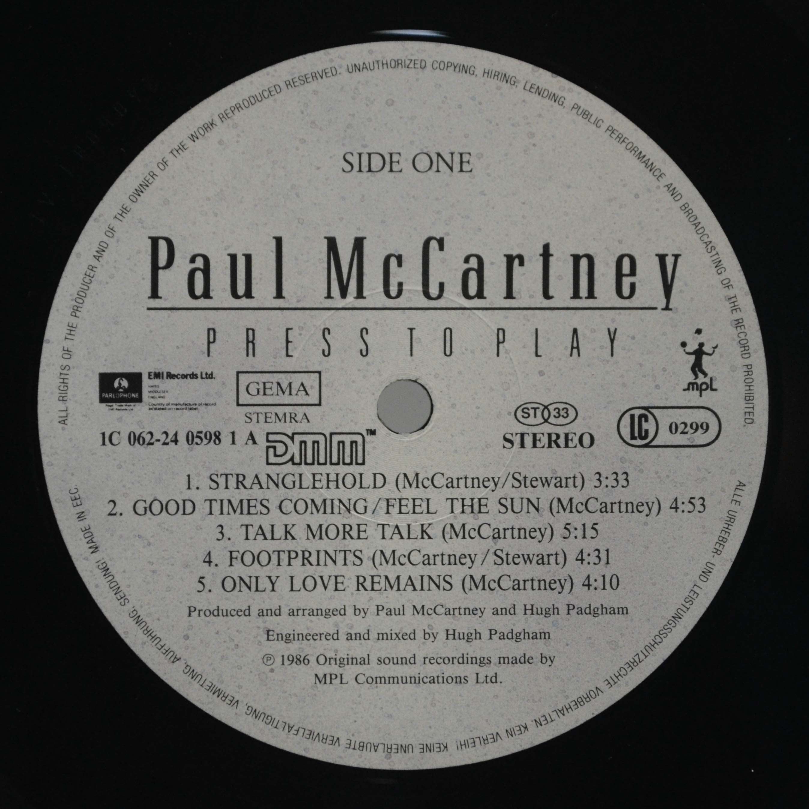 Paul McCartney — Press To Play, 1986