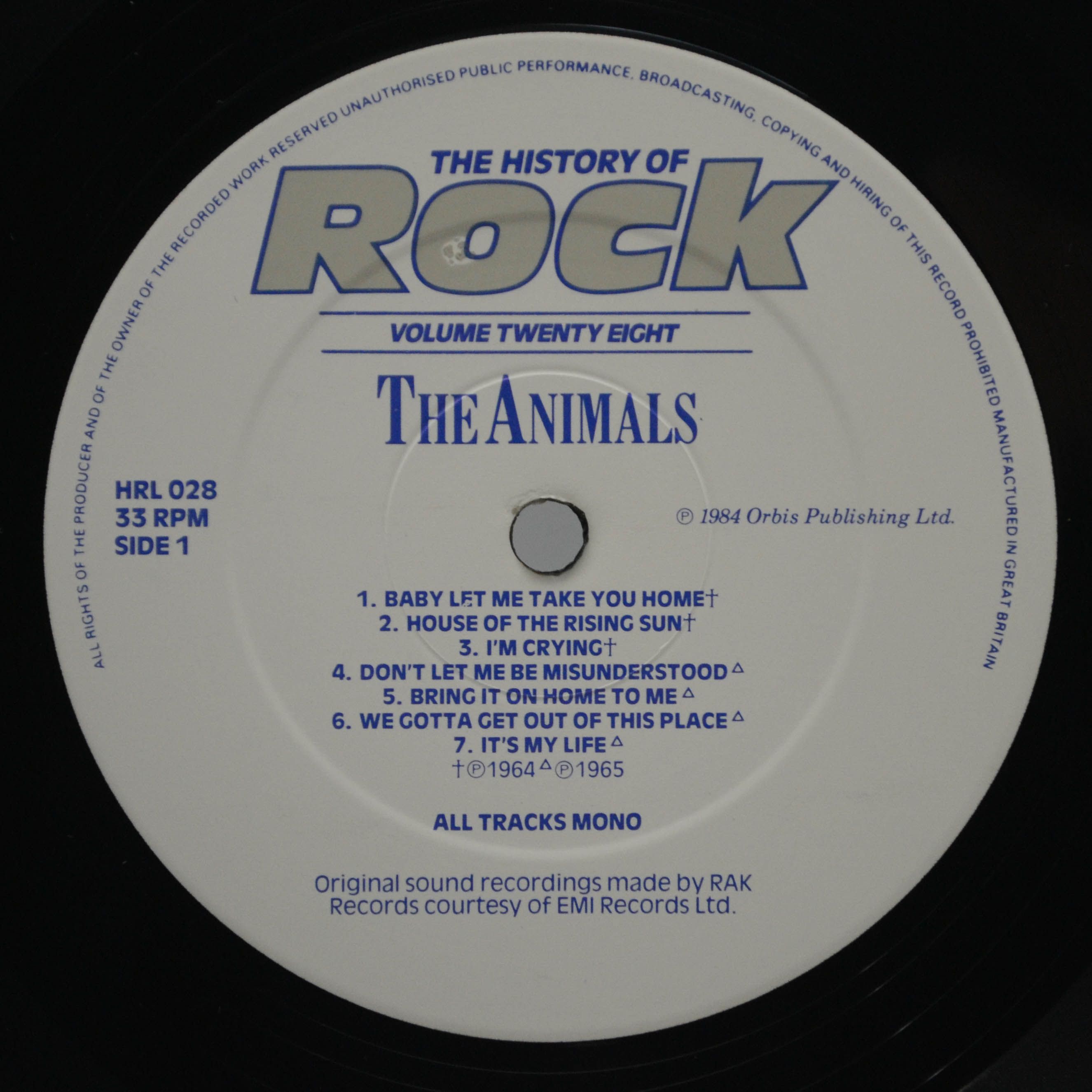 Animals / Various — The History Of Rock (Volume Twenty Eight) (2LP, UK), 1985