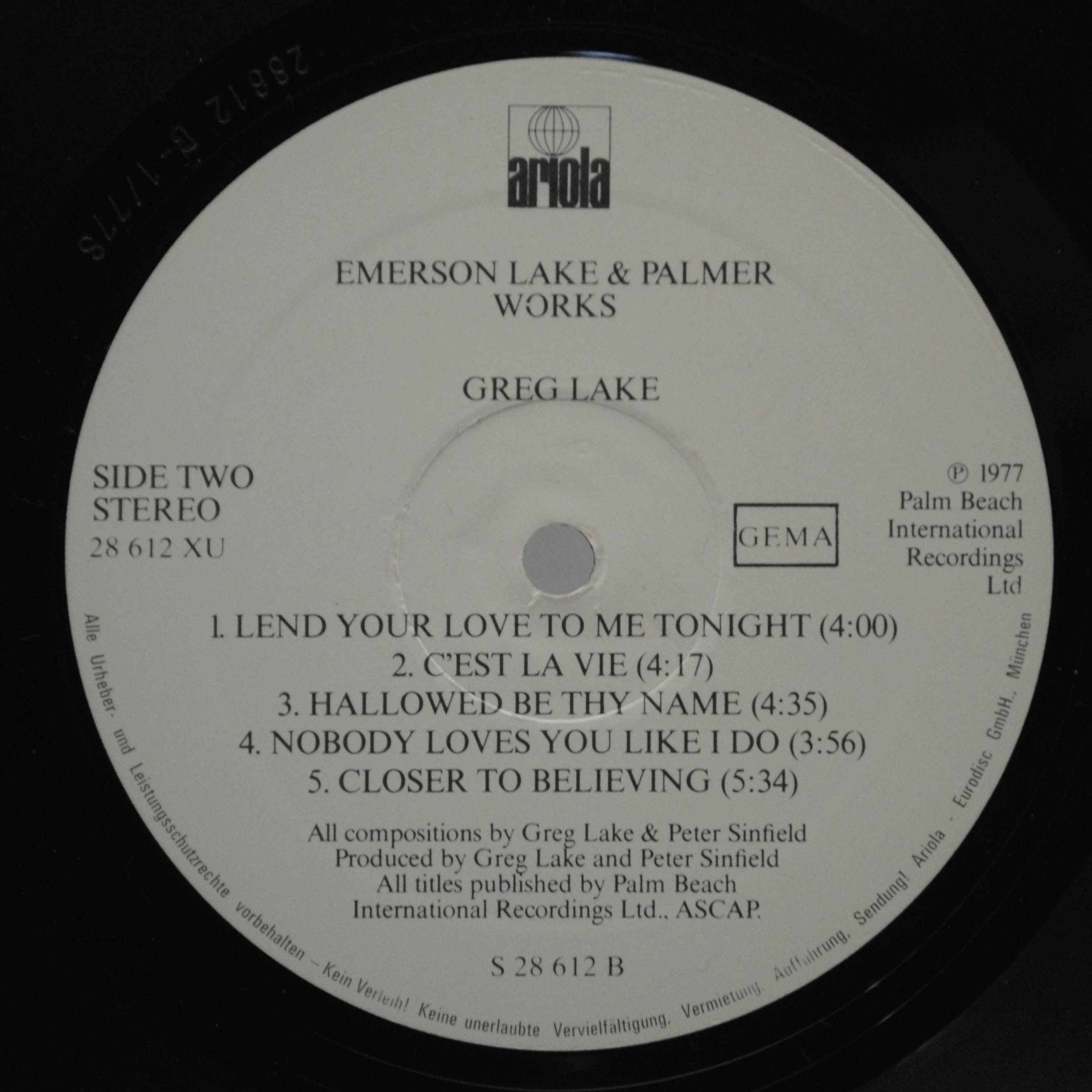 Emerson Lake & Palmer — Works (Volume 1) (2LP), 1977