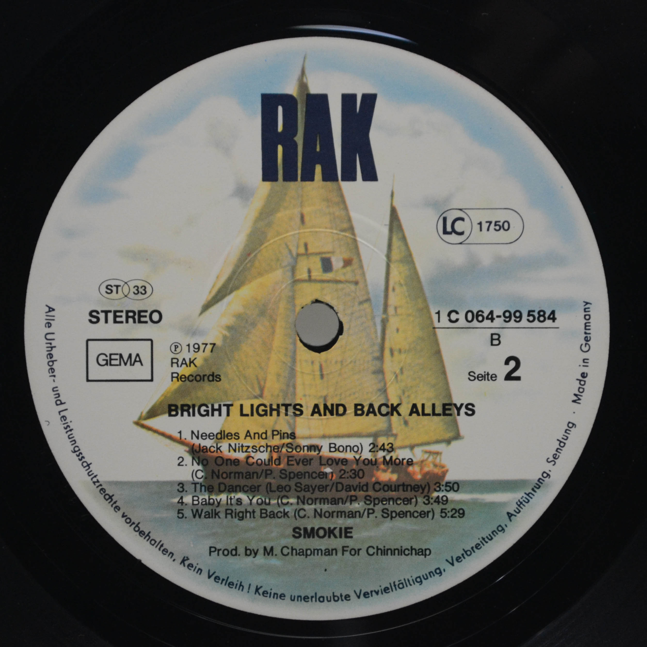 Виниловая пластинка Smokie — Bright Lights & Back Alleys, 1977