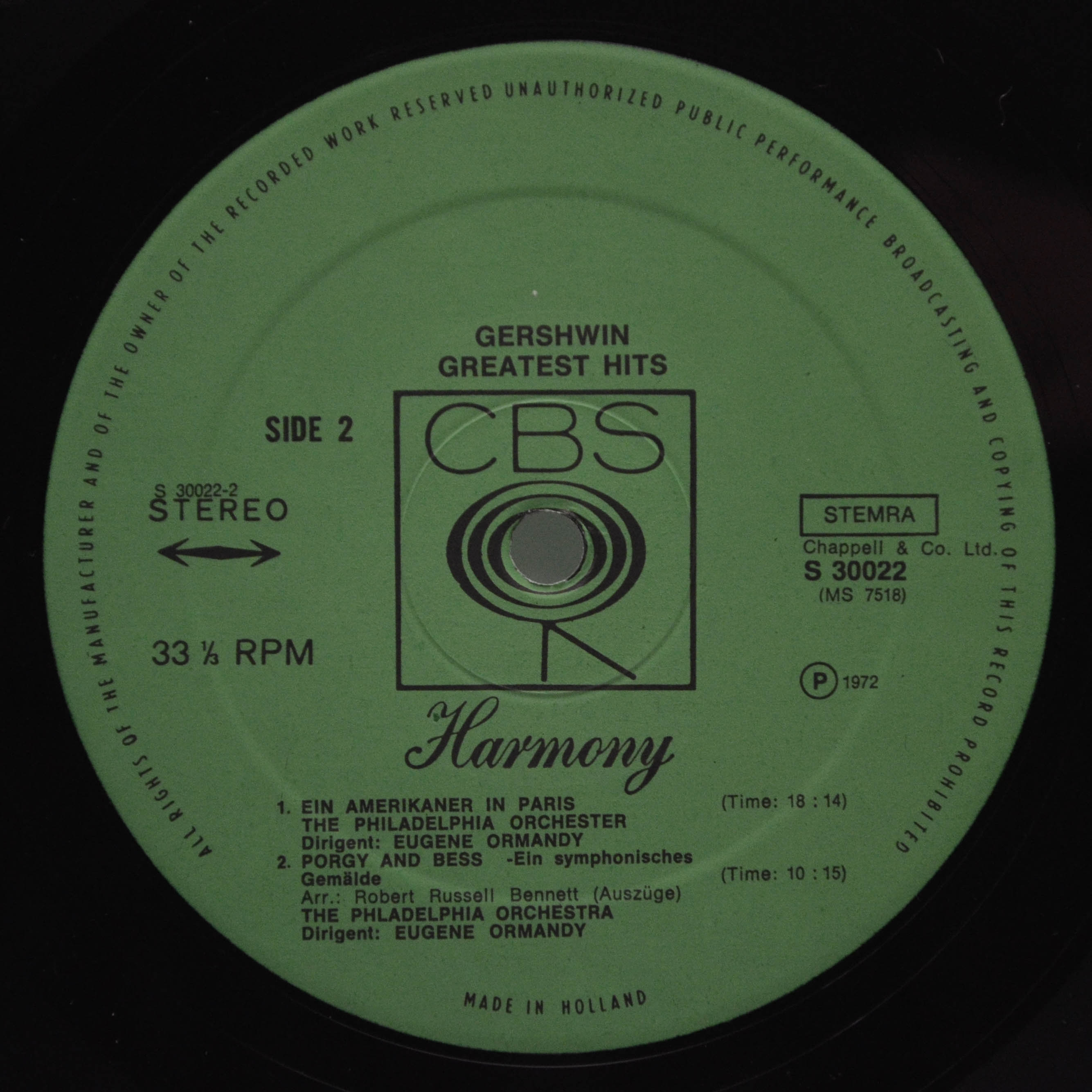 Various — Gershwin Greatest Hits, 1972