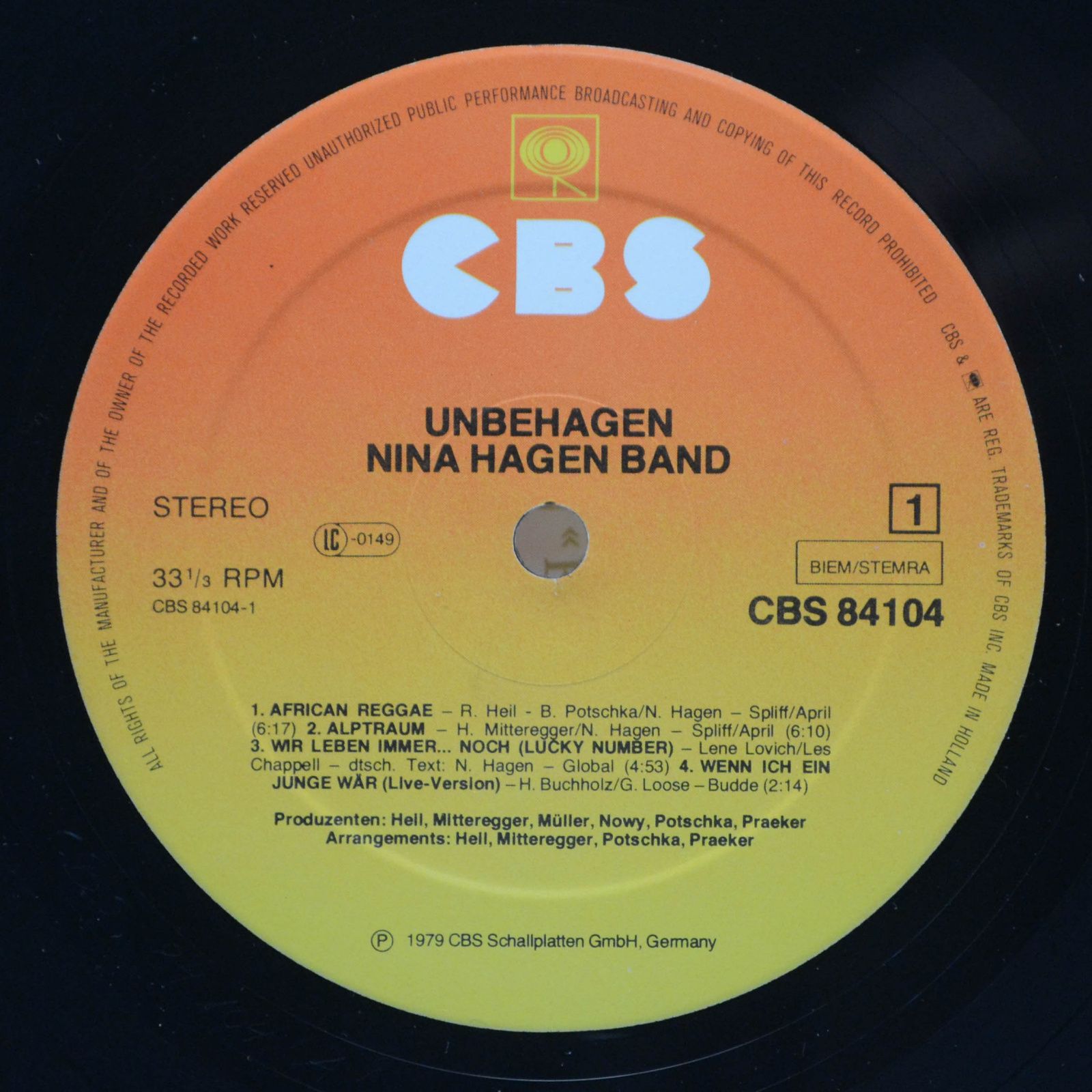 Nina Hagen Band — Unbehagen, 1979