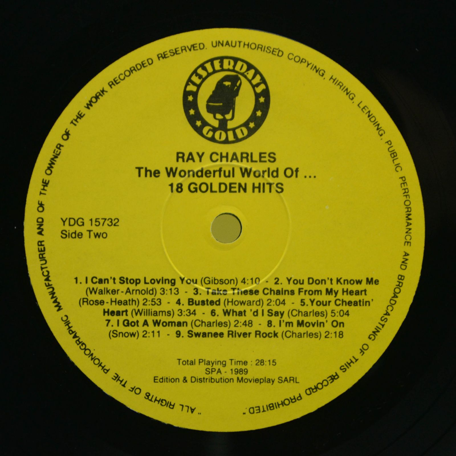 Ray Charles — The Wonderful World Of Ray Charles - 18 Golden Hits, 1989