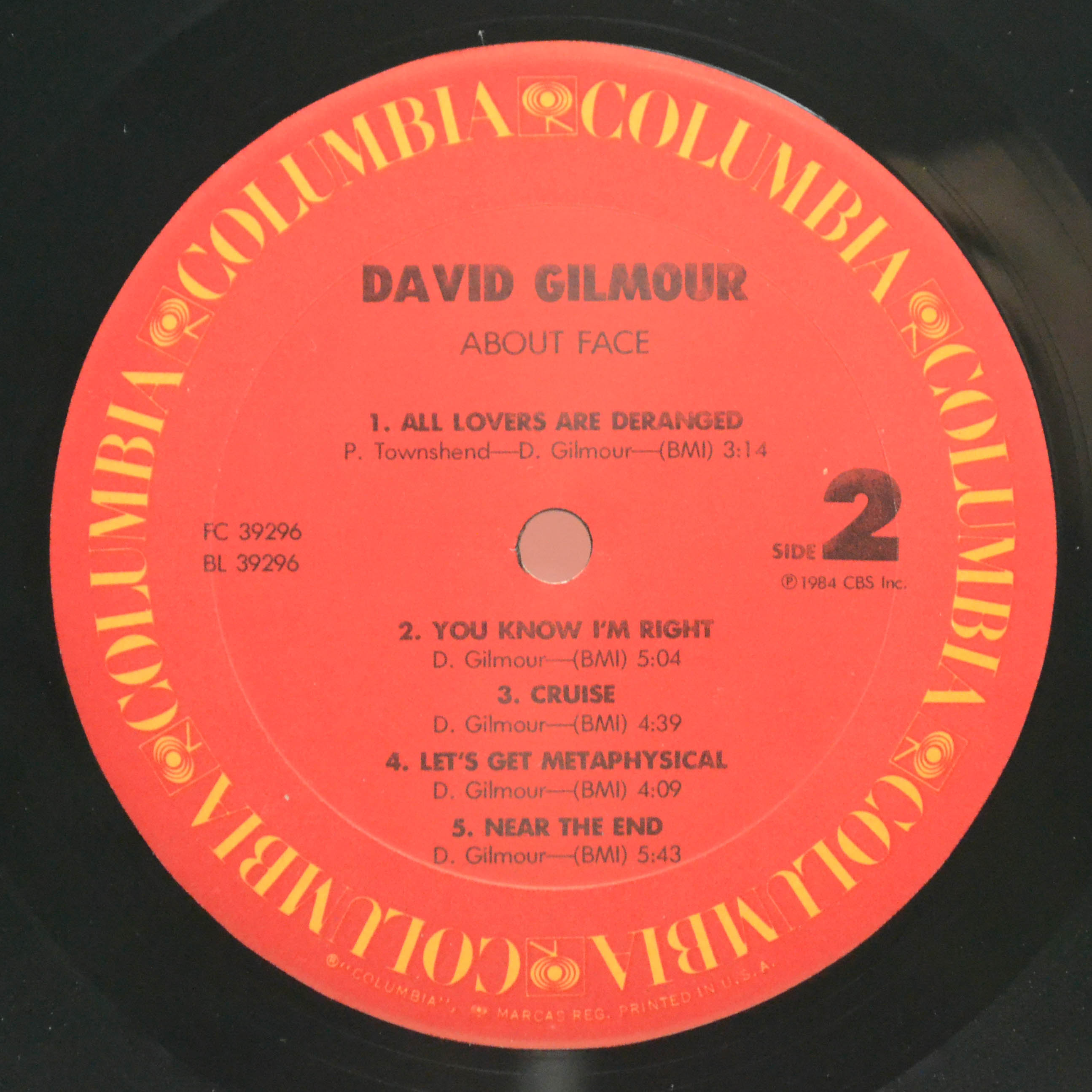 David Gilmour — About Face (USA), 1984