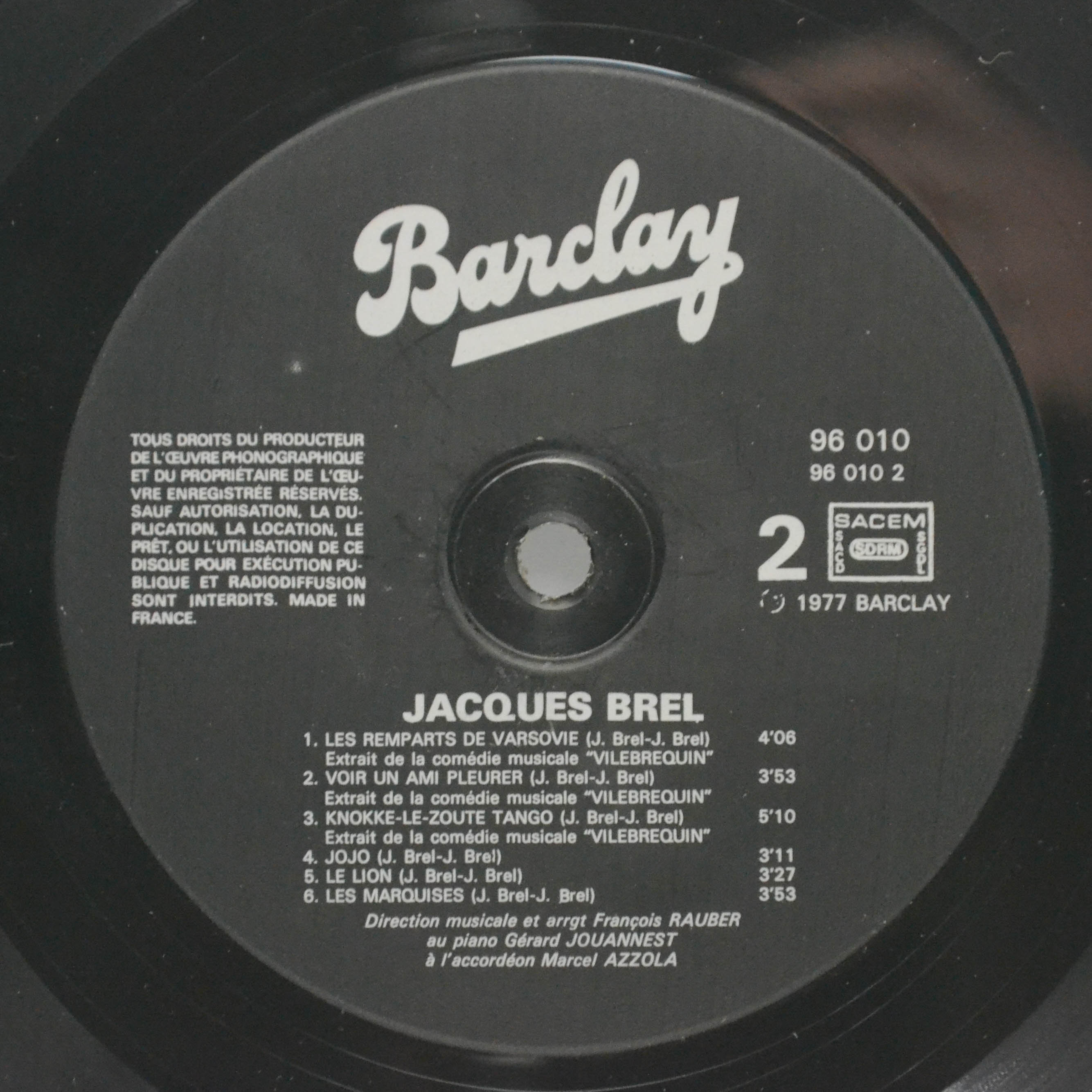 Виниловая пластинка Jacques Brel — Brel (1-st, France), 1977