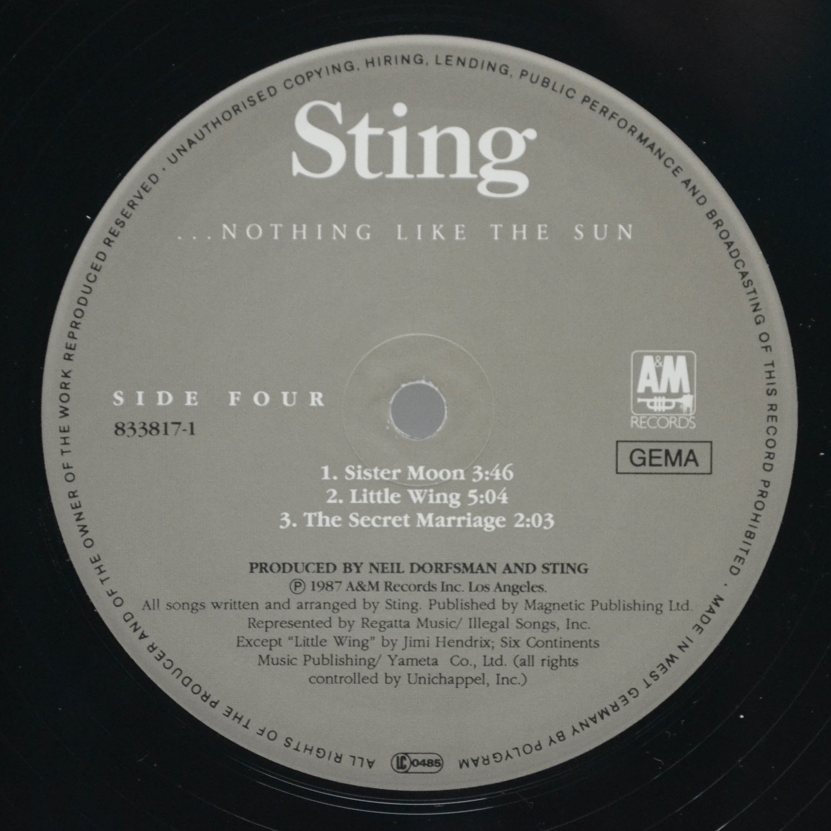 Sting — ...Nothing Like The Sun (2LP), 1987