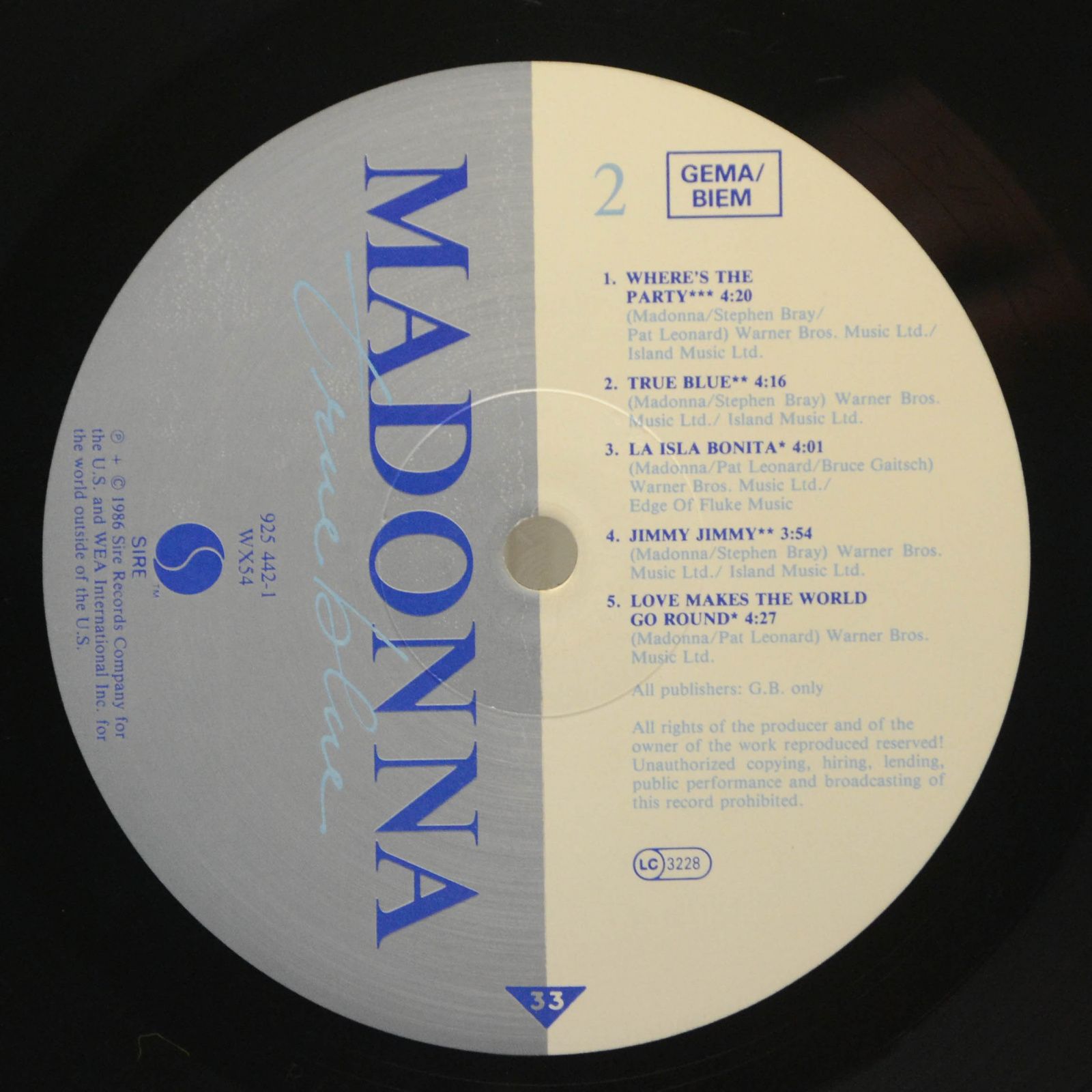 Madonna — True Blue, 1986