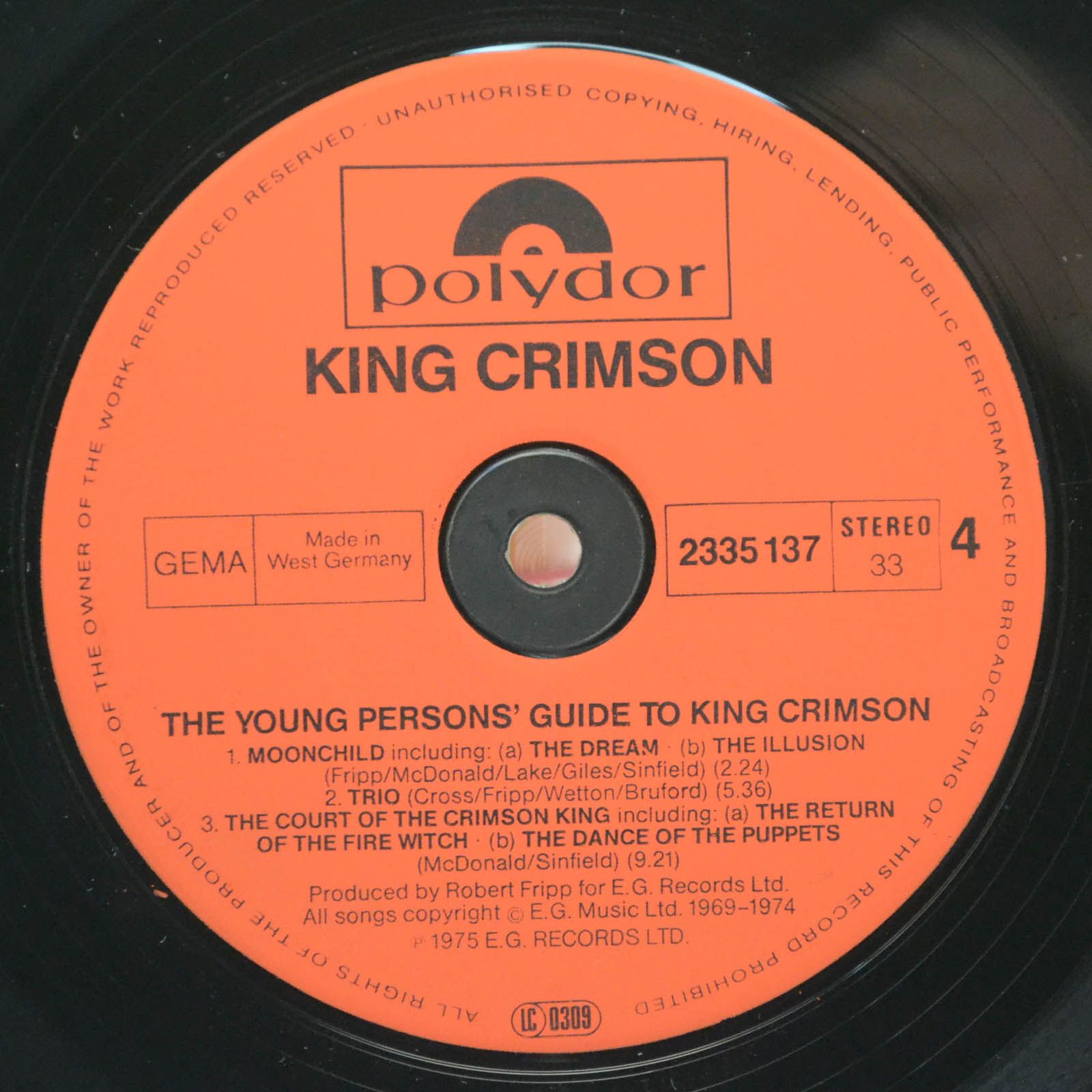 King Crimson — The Young Persons' Guide To King Crimson (2LP), 1975