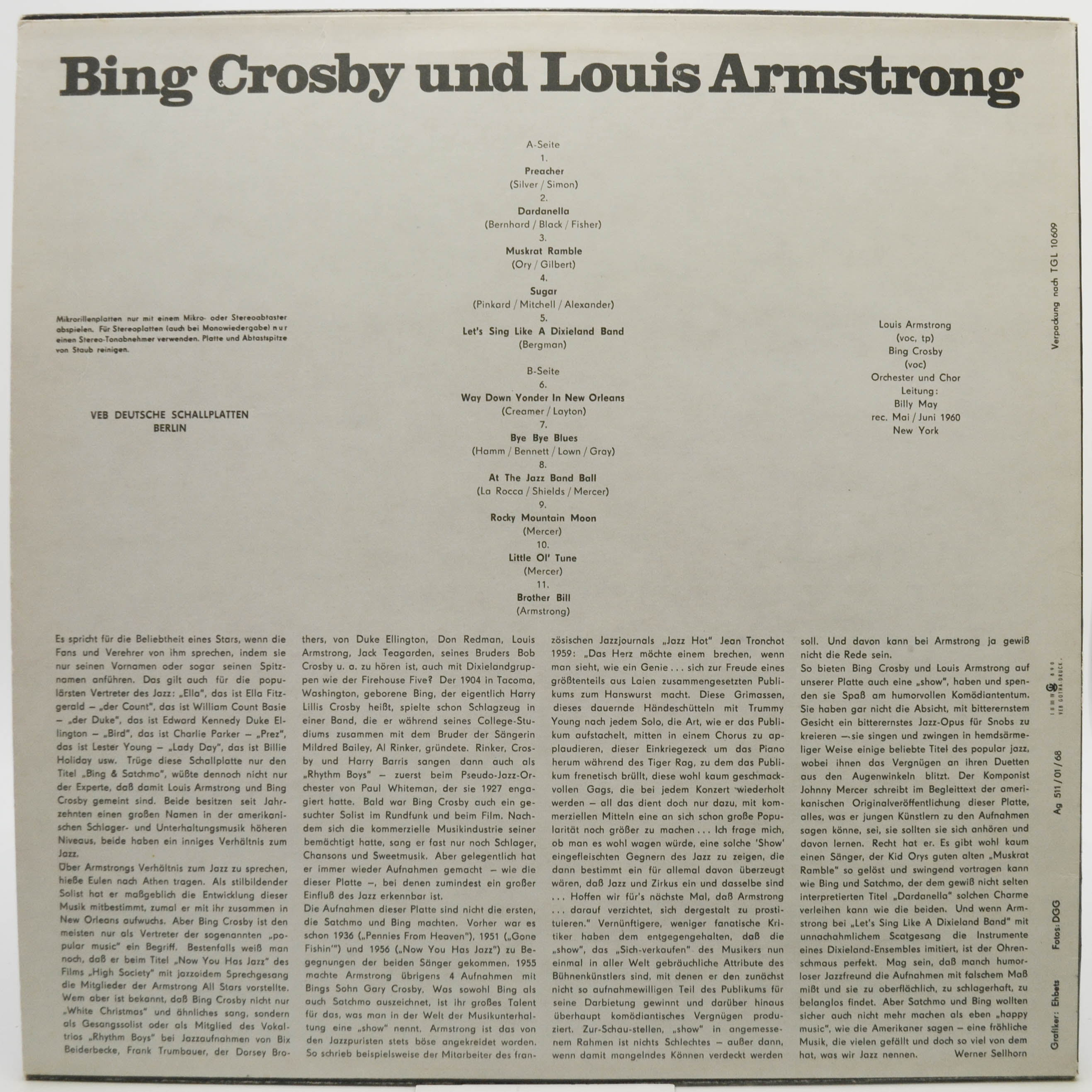 Bing Crosby & Louis Armstrong — Bing Crosby Und Louis Armstrong, 1960