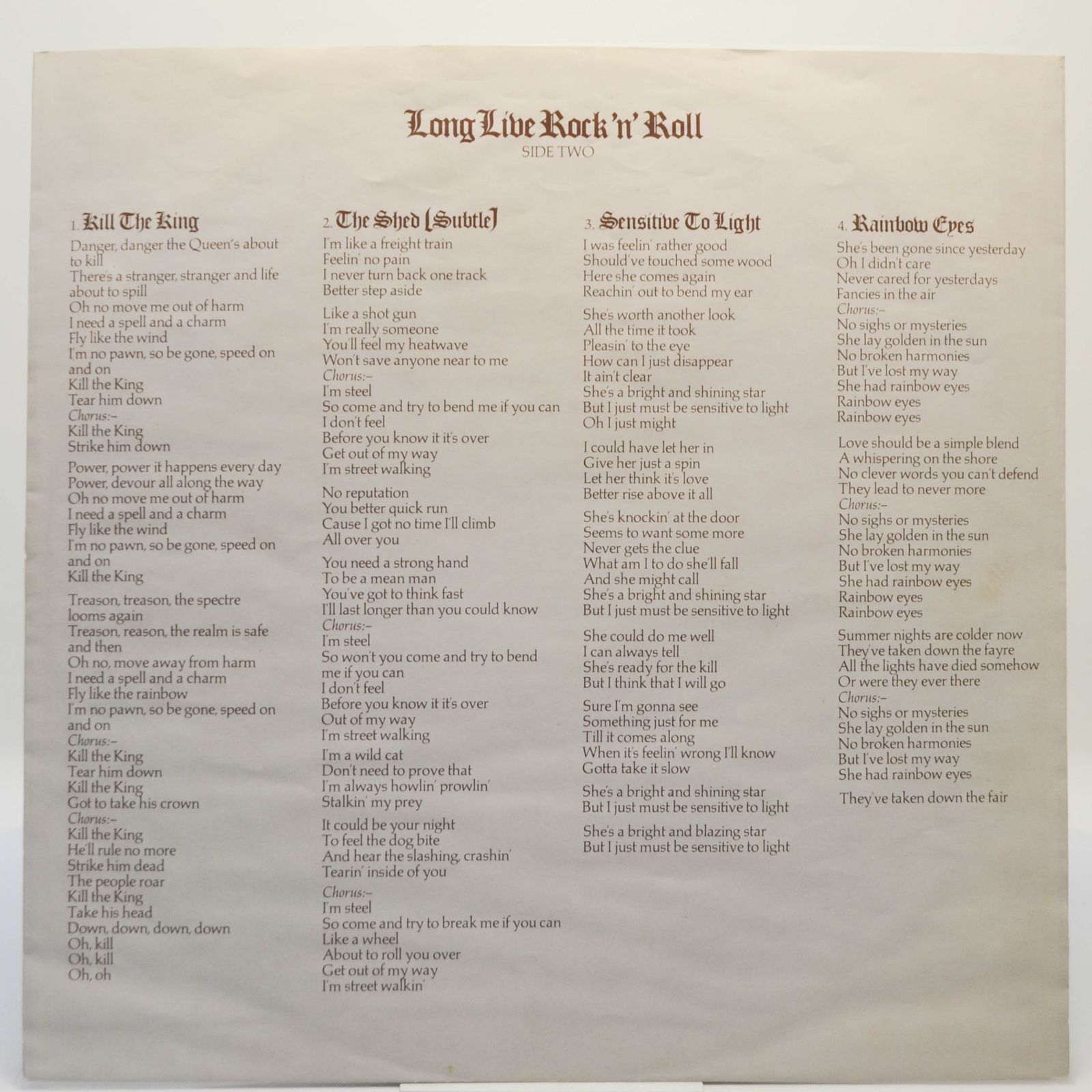 Rainbow — Long Live Rock 'N' Roll, 1978