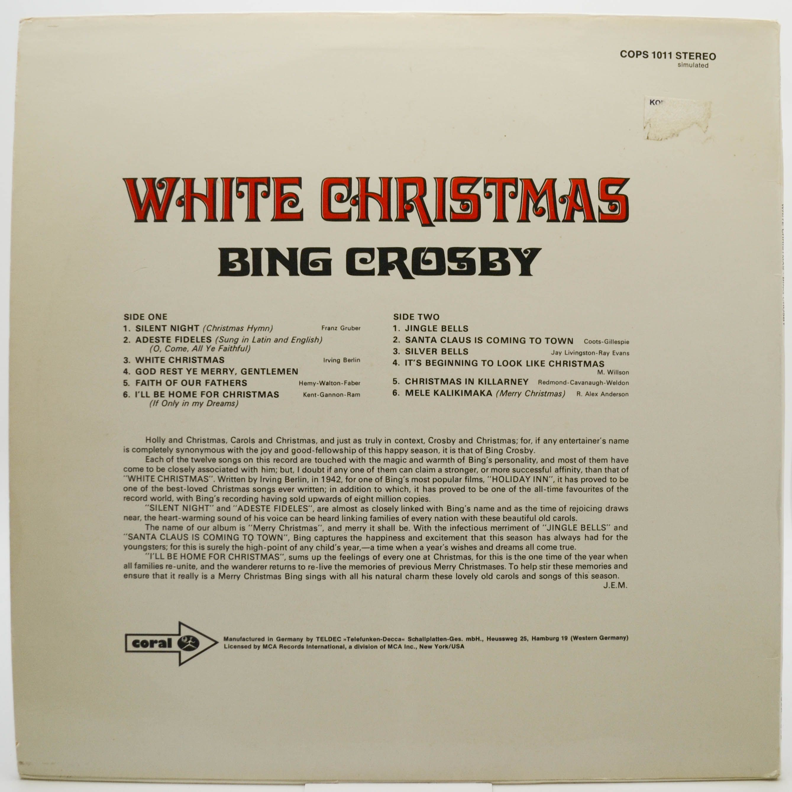 Bing Crosby — White Christmas, 1955