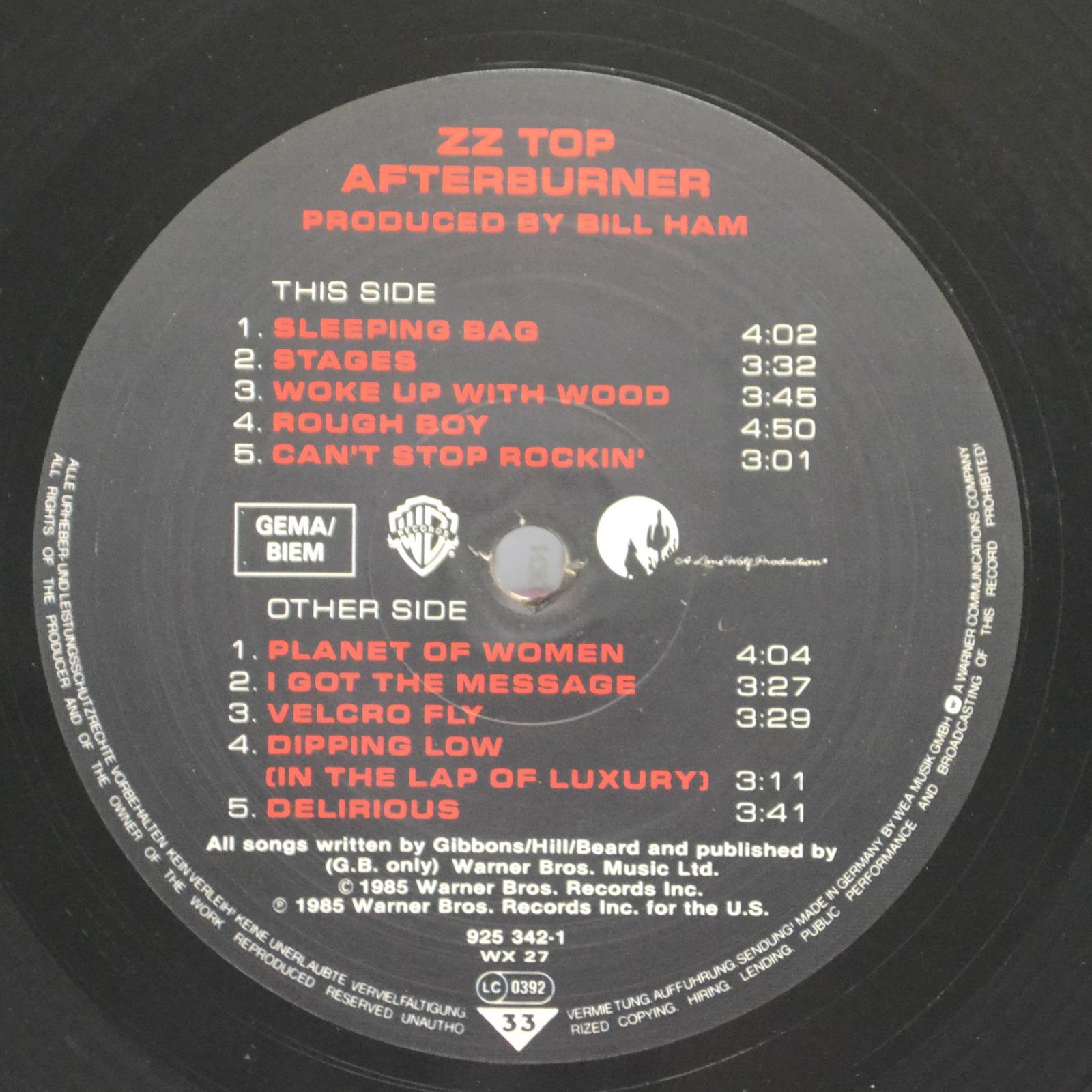 ZZ Top — Afterburner, 1985