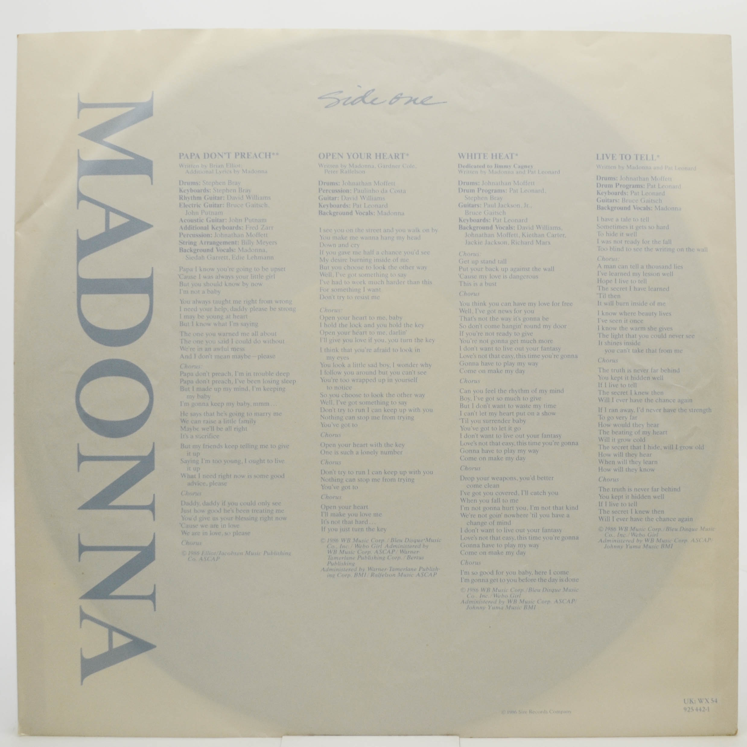 Виниловая пластинка Madonna — True Blue, 1986