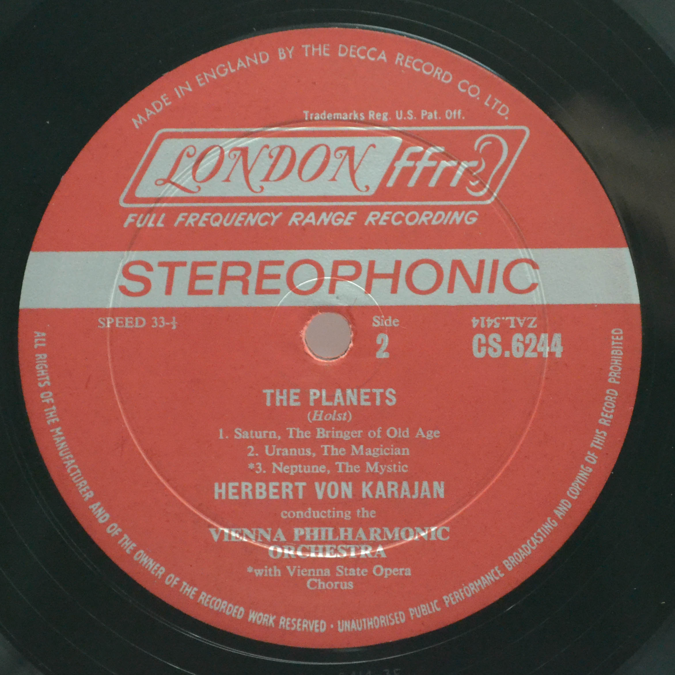 Виниловая пластинка Holst - Herbert von Karajan, Vienna Philharmonic — The Planets, 1962