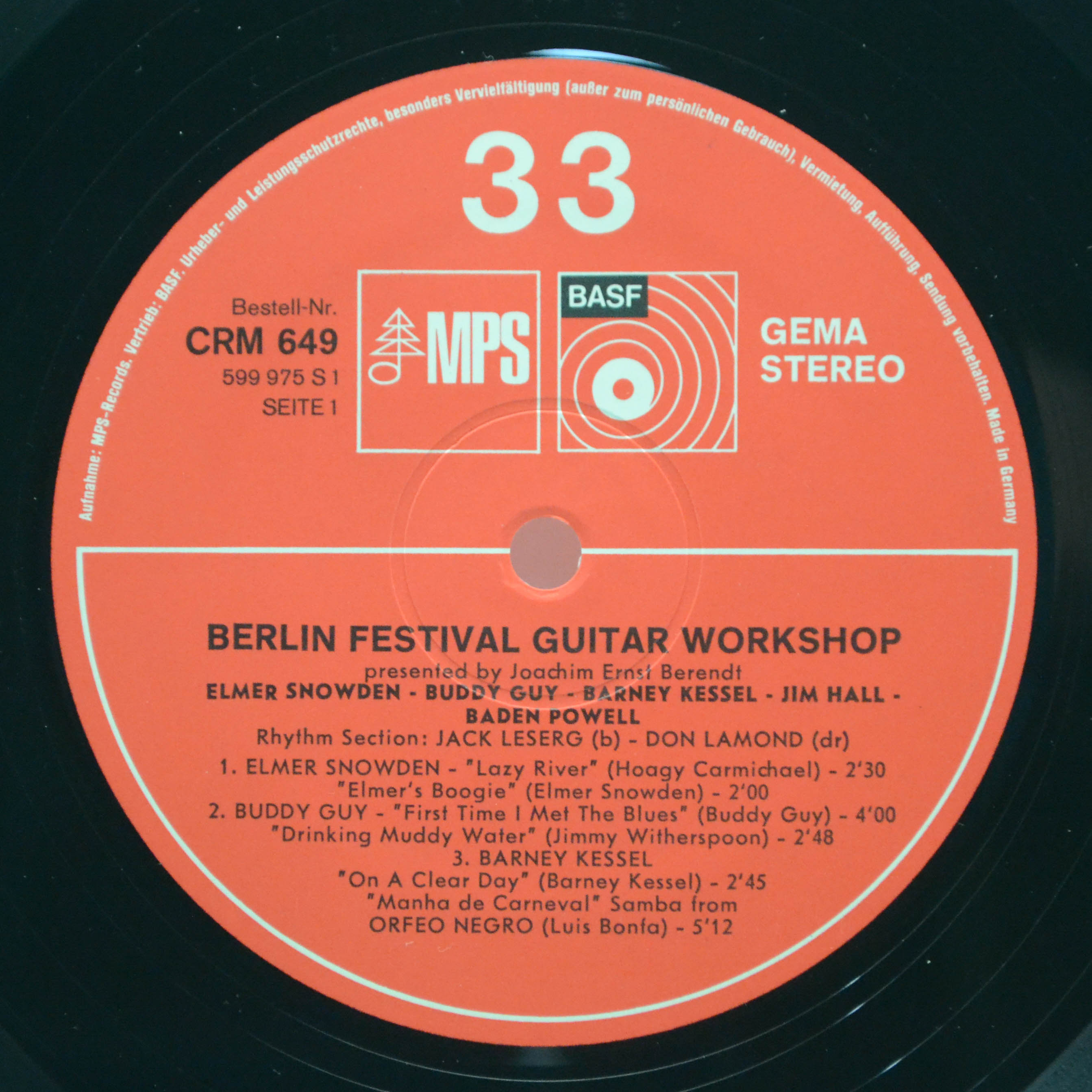 Various — Berlin Festival Guitar Workshop, 1968