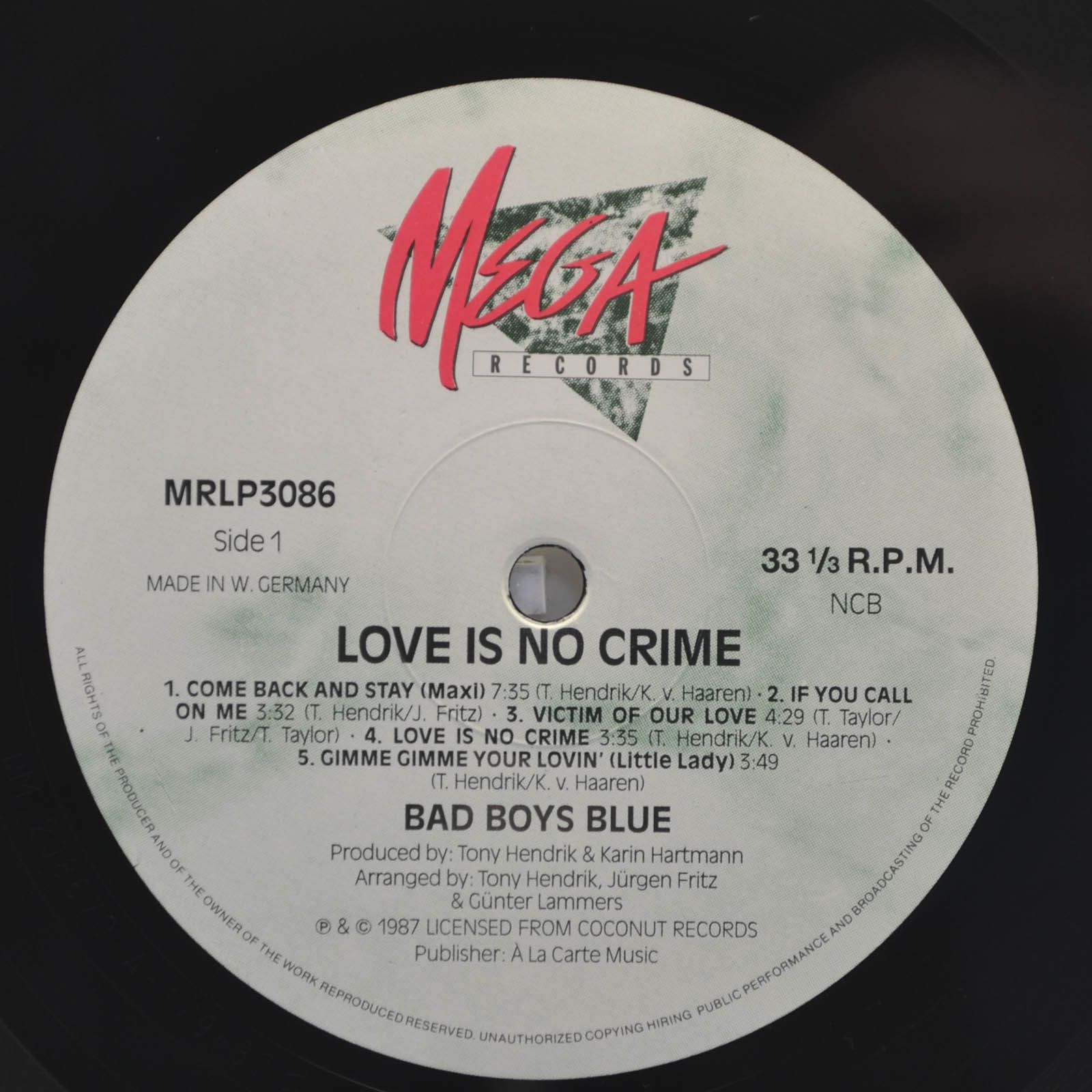 Bad Boys Blue — Love Is No Crime, 1987