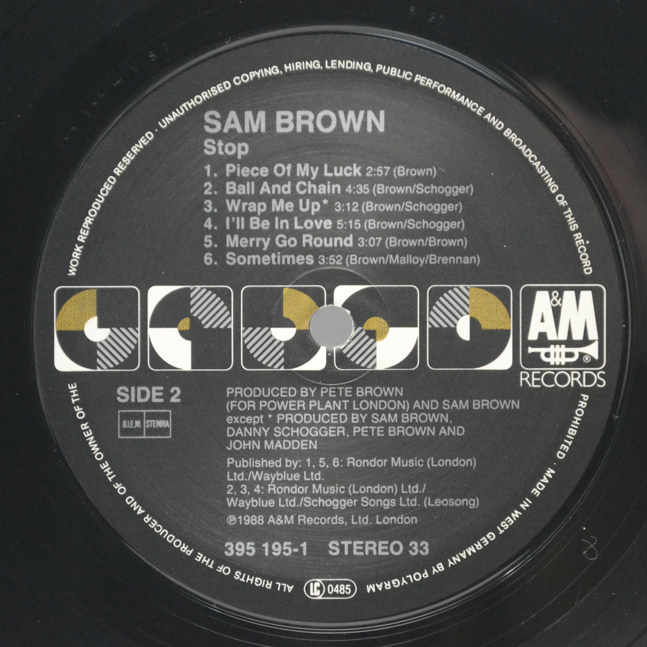 Sam Brown — Stop!, 1988