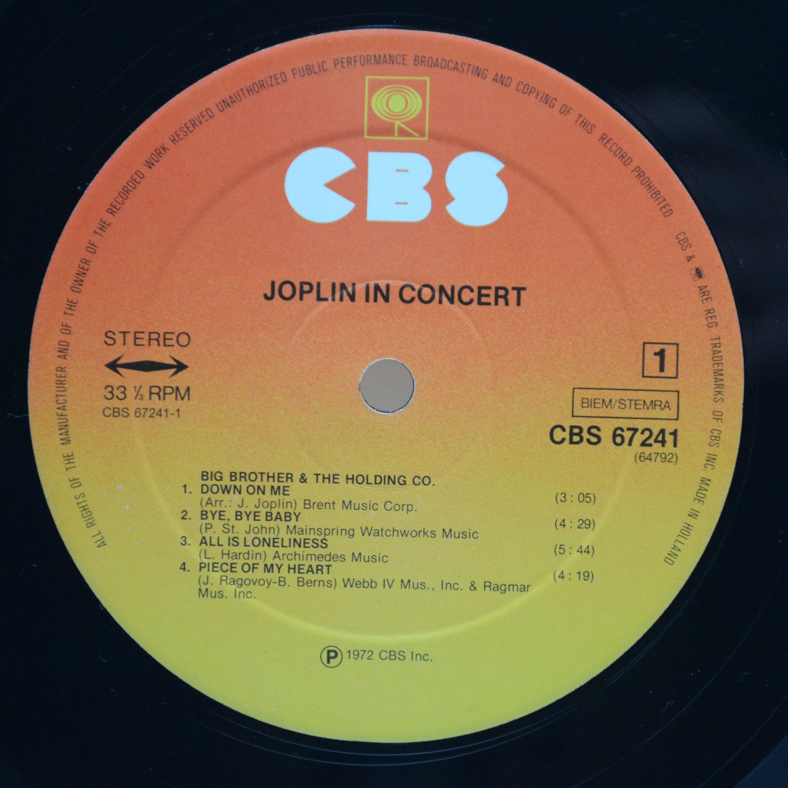 Janis Joplin — In Concert (2LP), 1972