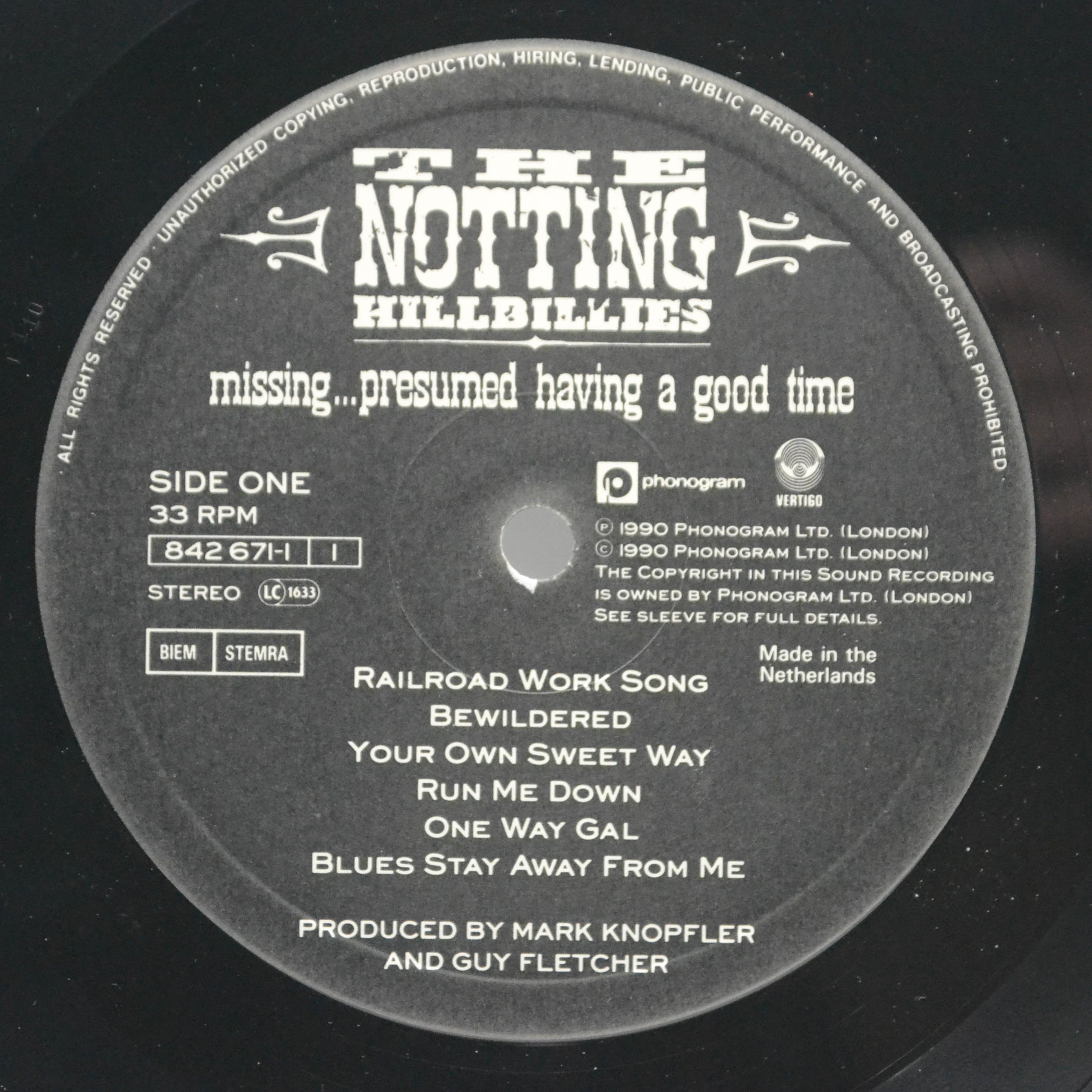 Notting Hillbillies — Missing...Presumed Having A Good Time, 1990