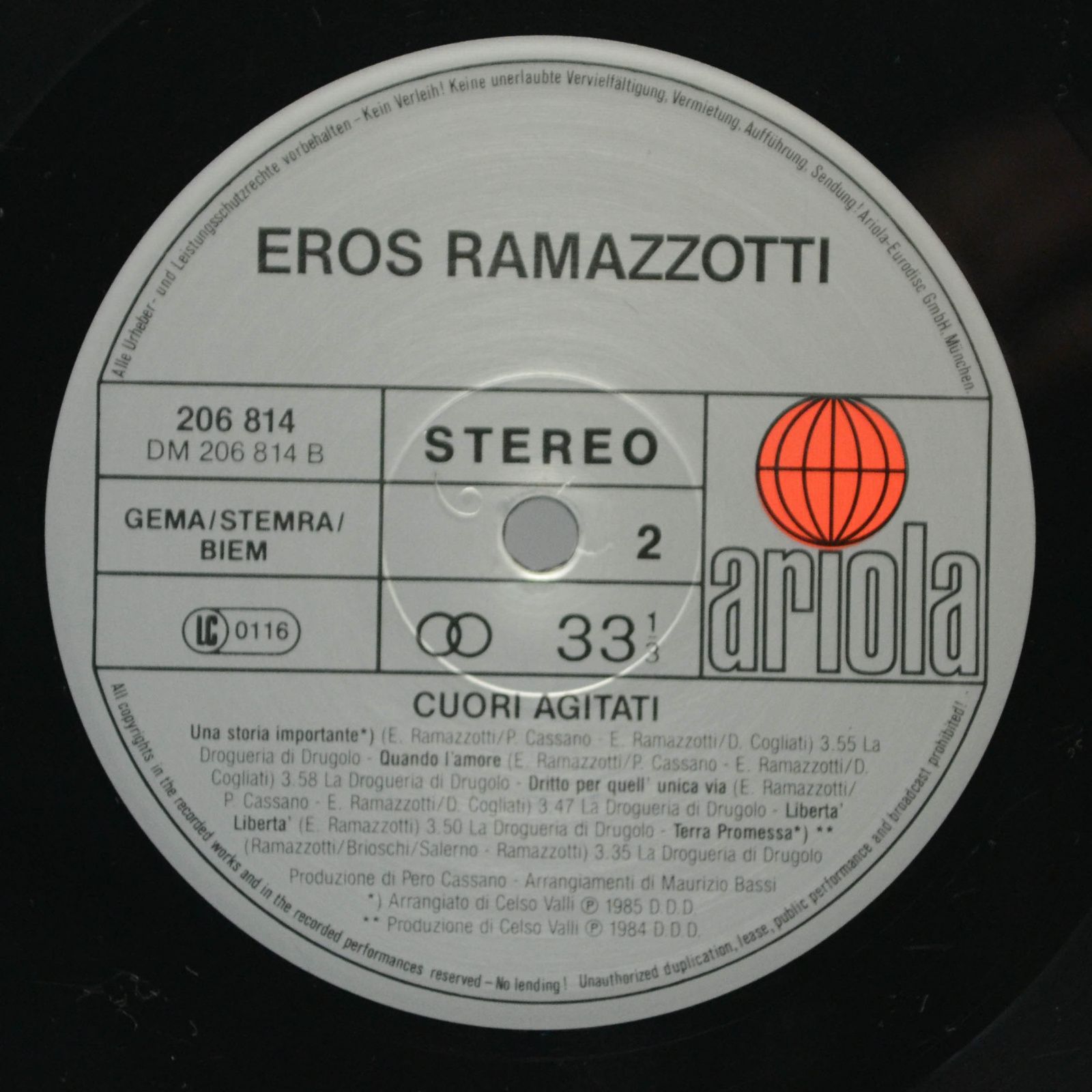 Eros Ramazzotti — Cuori Agitati, 1986