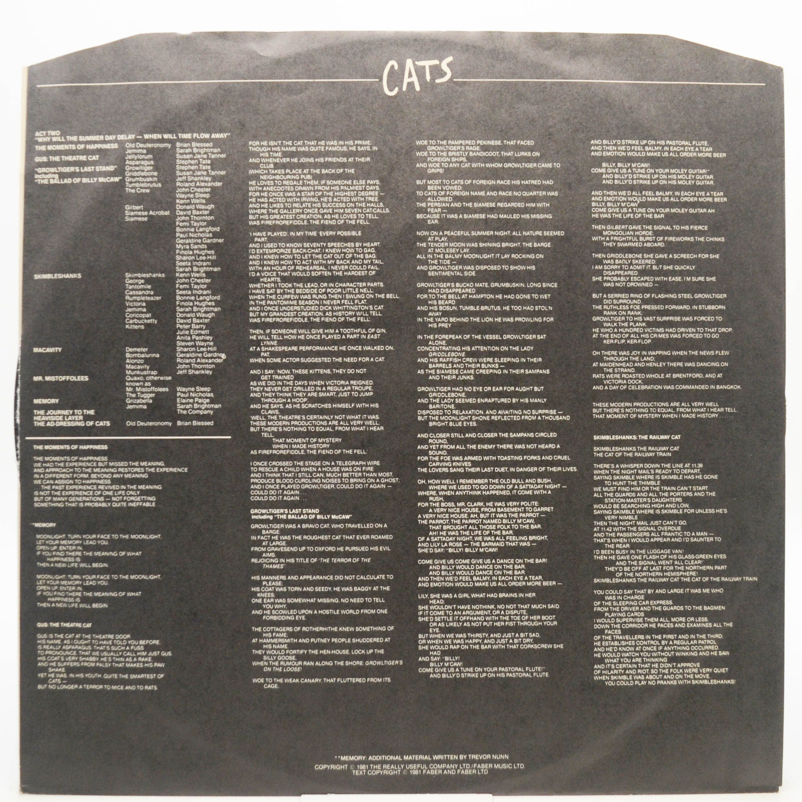 Andrew Lloyd Webber — Cats (2LP), 1981