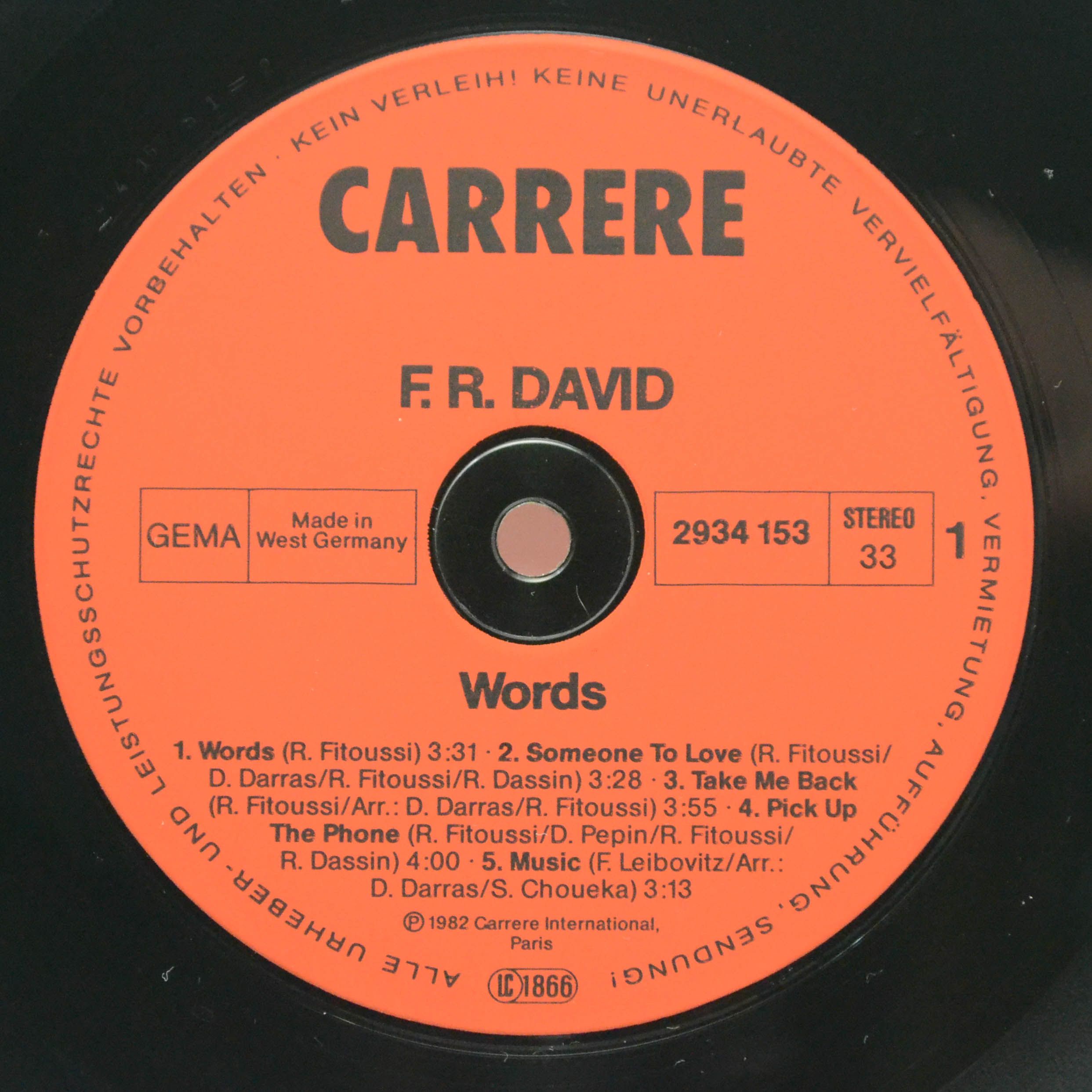 F-R David — Words, 1982