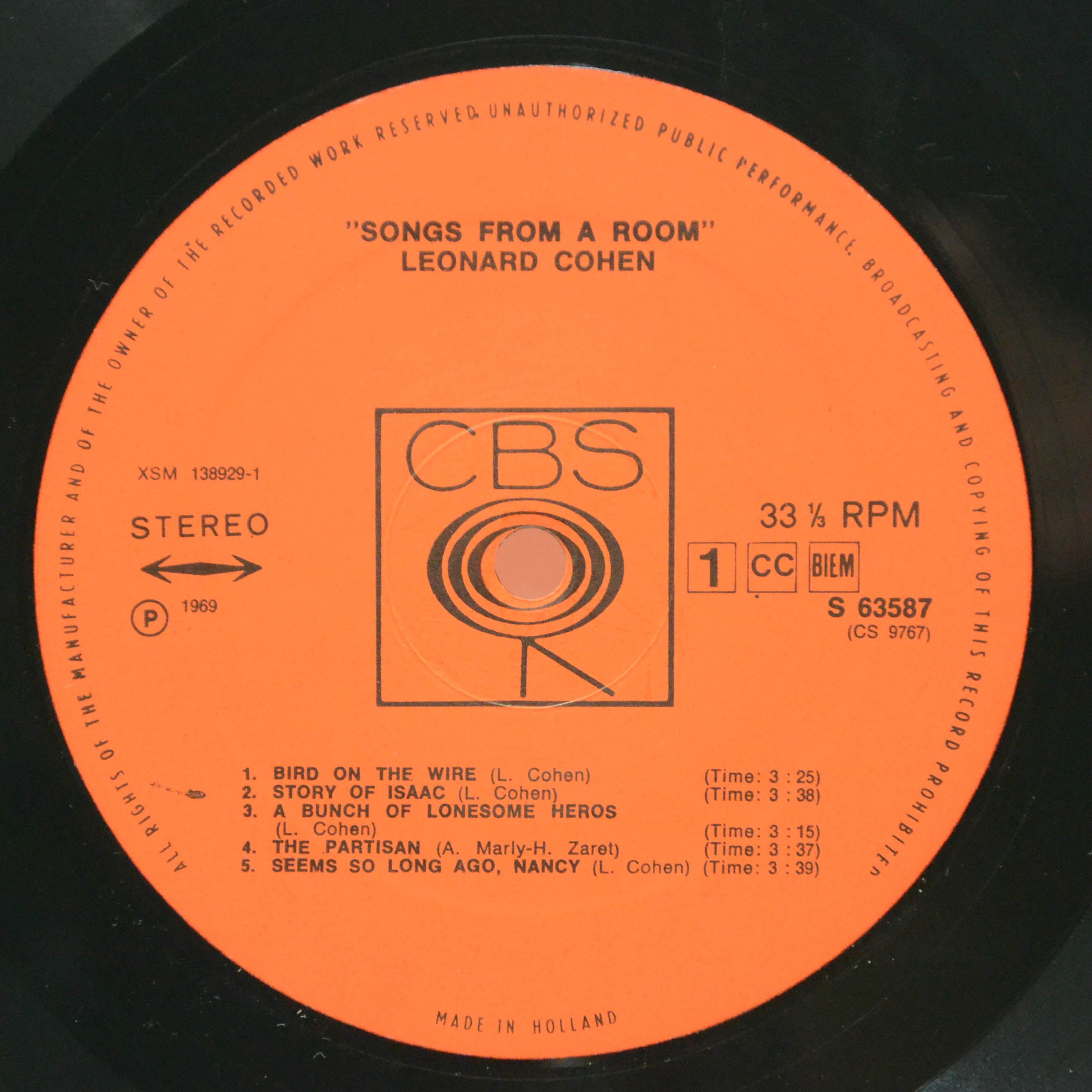 Leonard Cohen — Songs From A Room, 1969