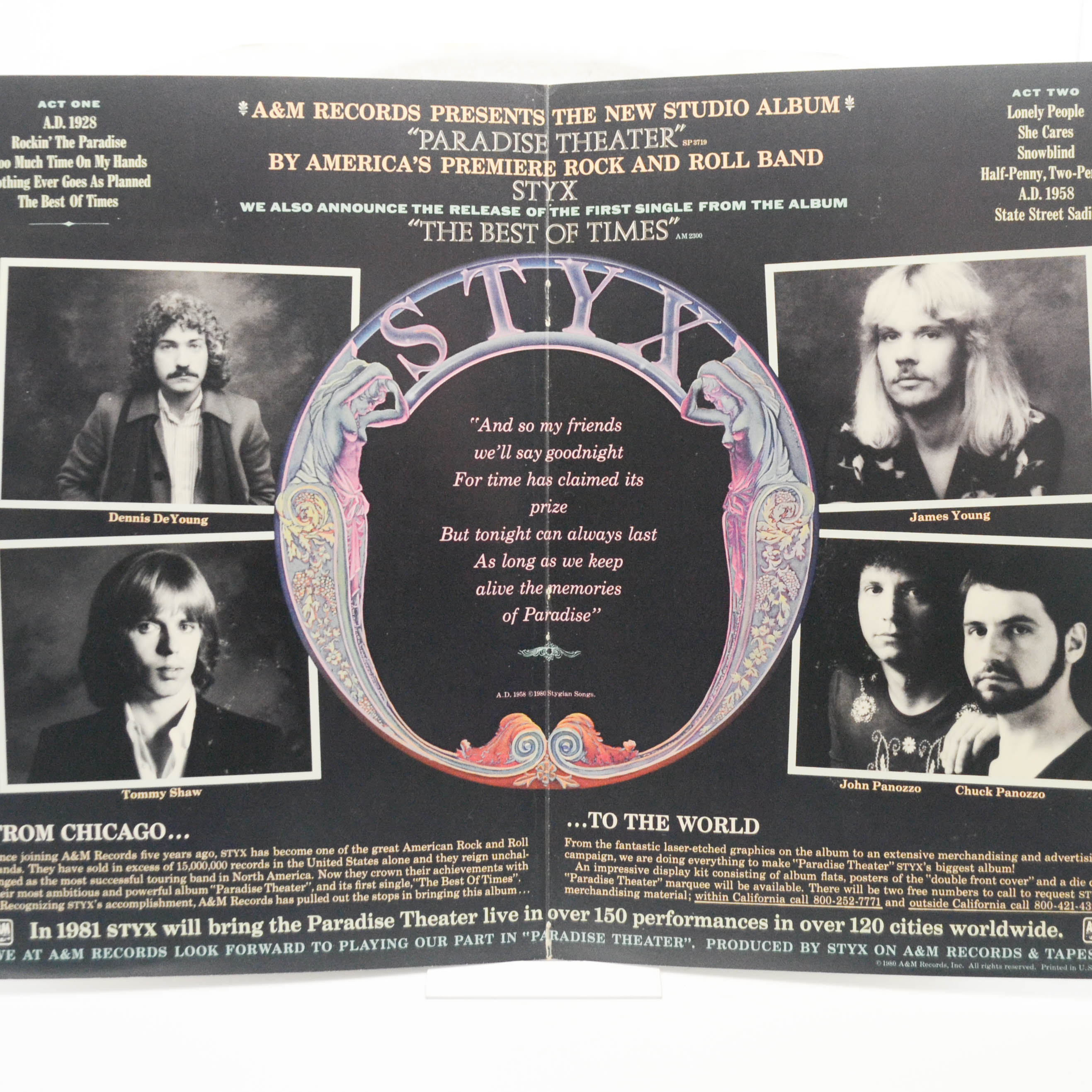 Виниловая пластинка Styx — Paradise Theatre, 1981