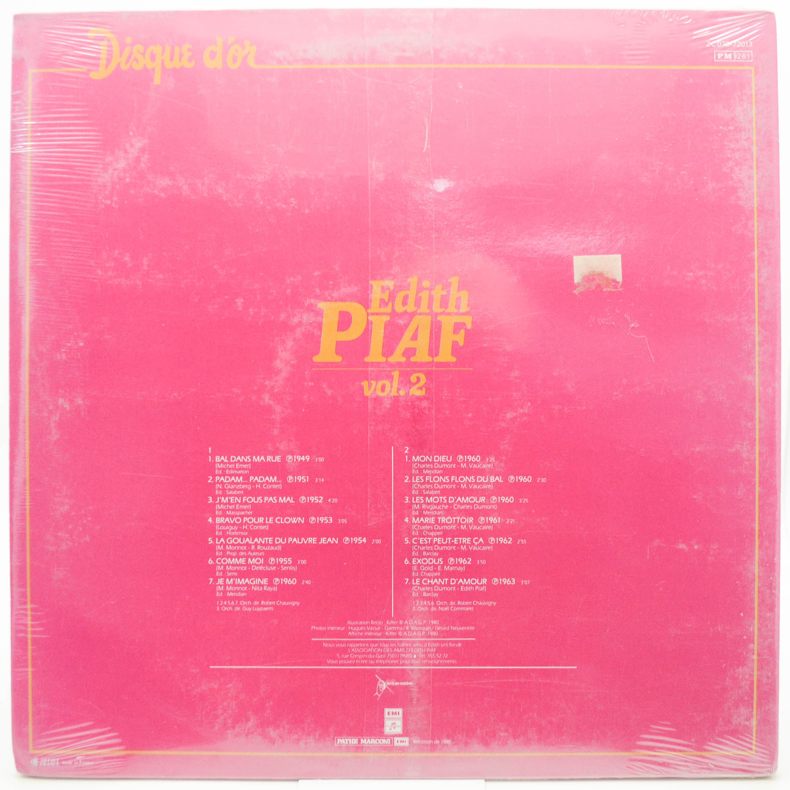 Edith Piaf — Disque D'Or Vol. 2 (France), 1980