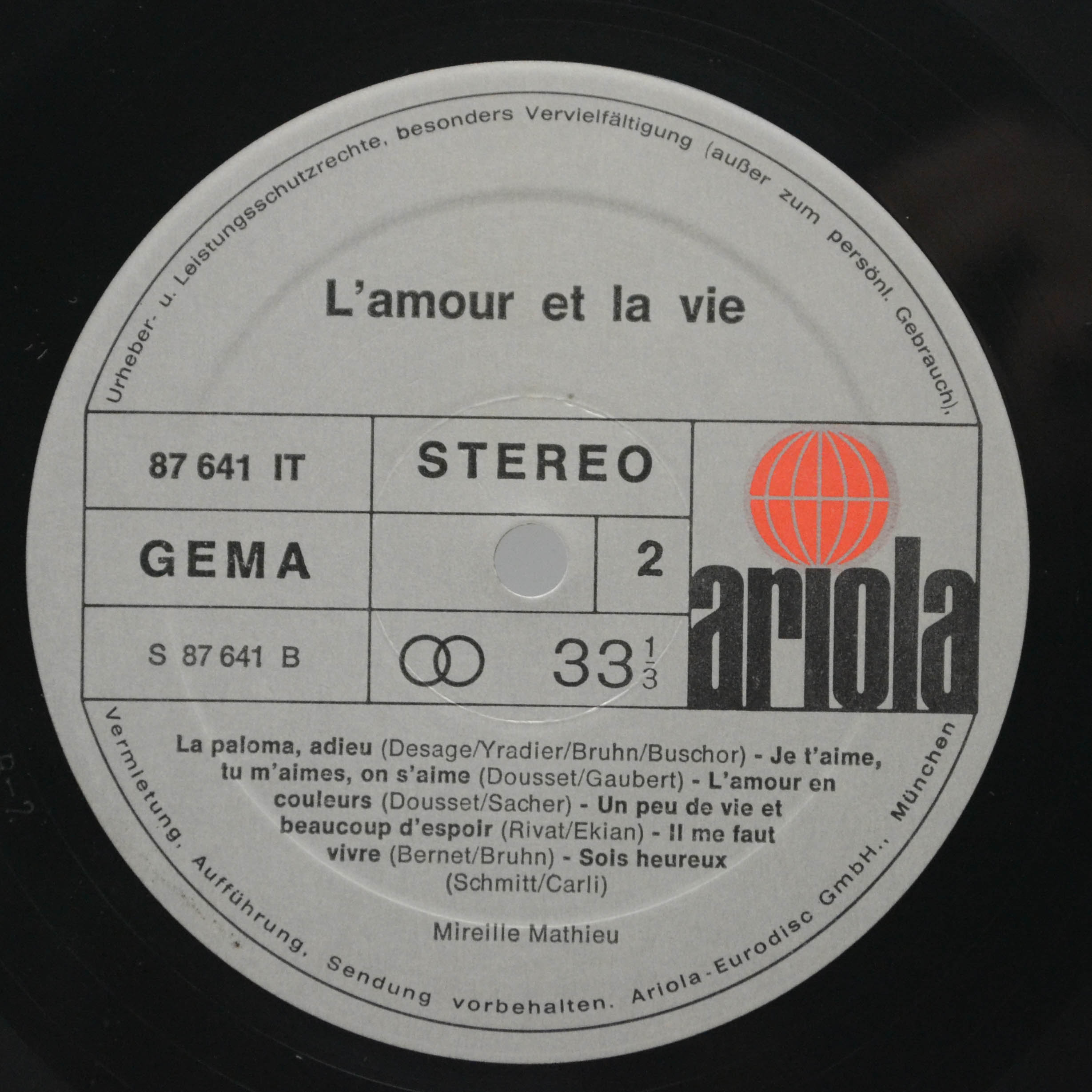 Виниловая пластинка Mireille Mathieu — L'amour Et La Vie, 1974