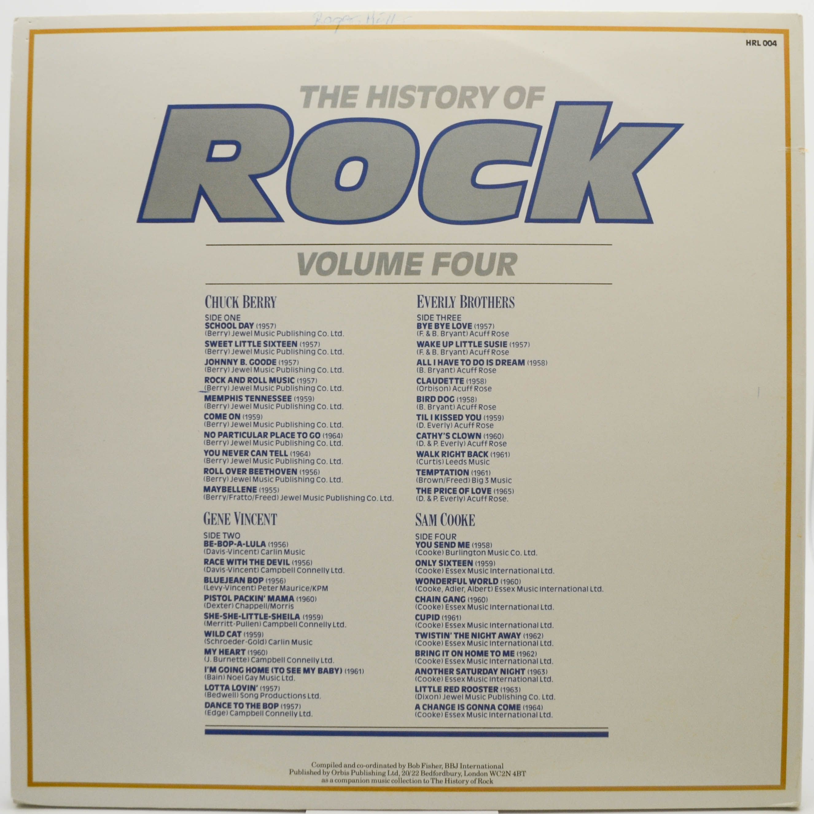 Chuck Berry / Gene Vincent / Everly Brothers / Sam Cooke — The History Of Rock (Volume Four) (2LP, UK), 1982